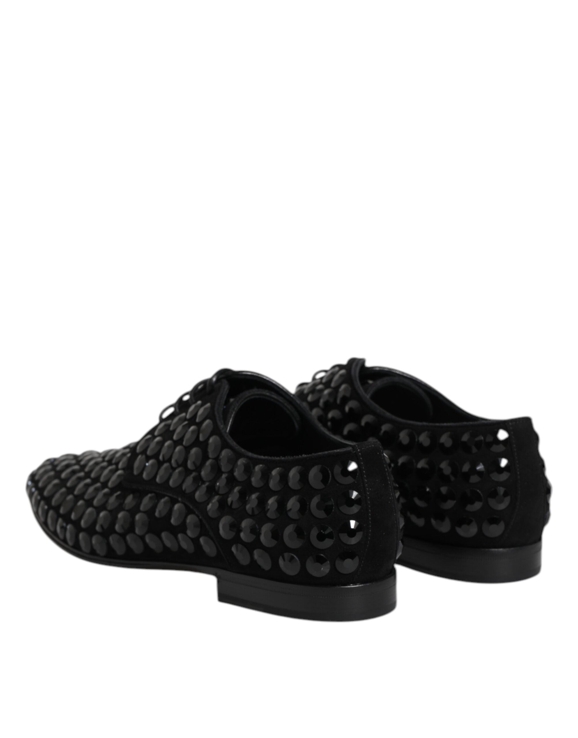 Dolce & Gabbana Black Suede Strass Derby Formal Shoes