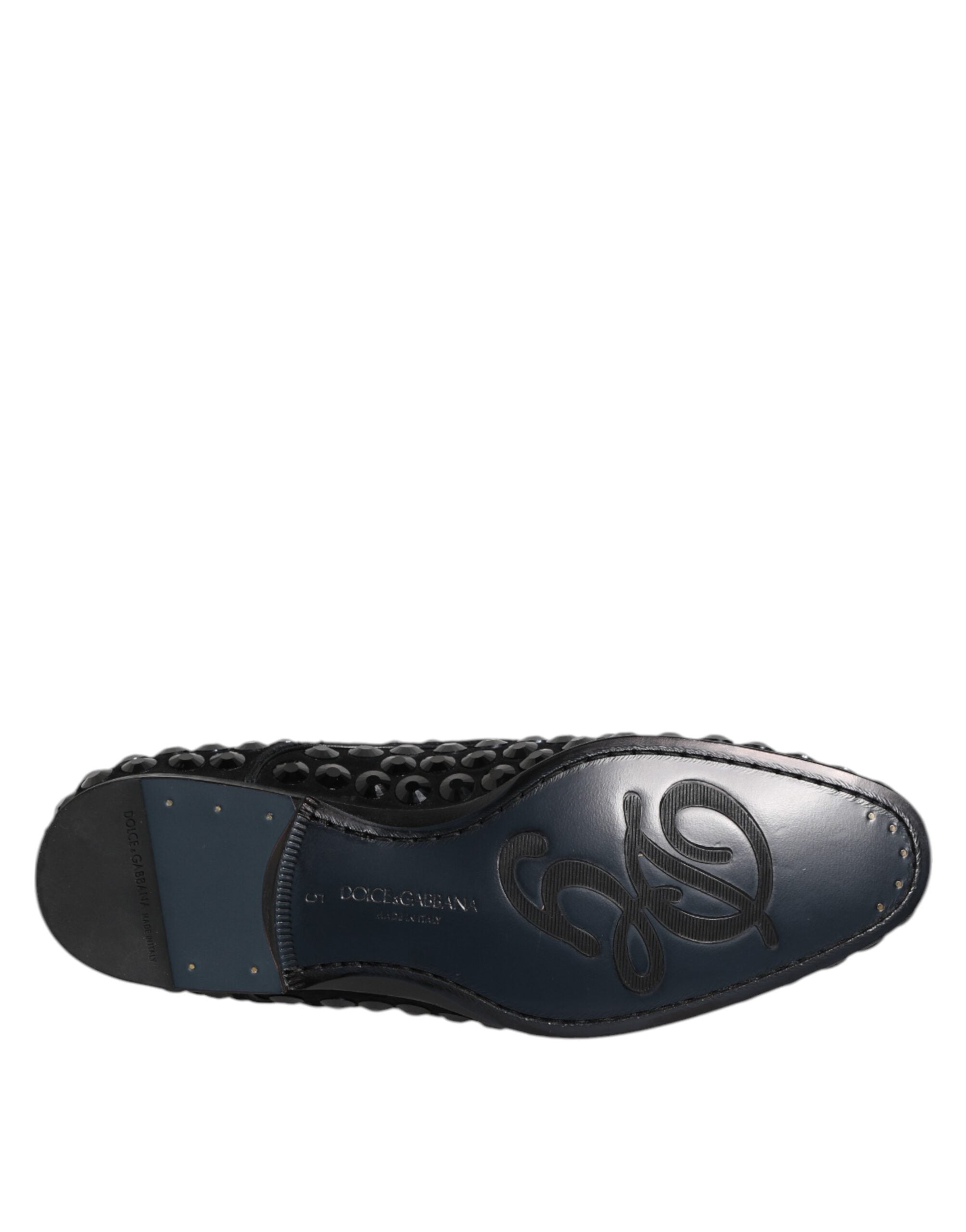 Dolce & Gabbana Black Suede Strass Derby Formal Shoes