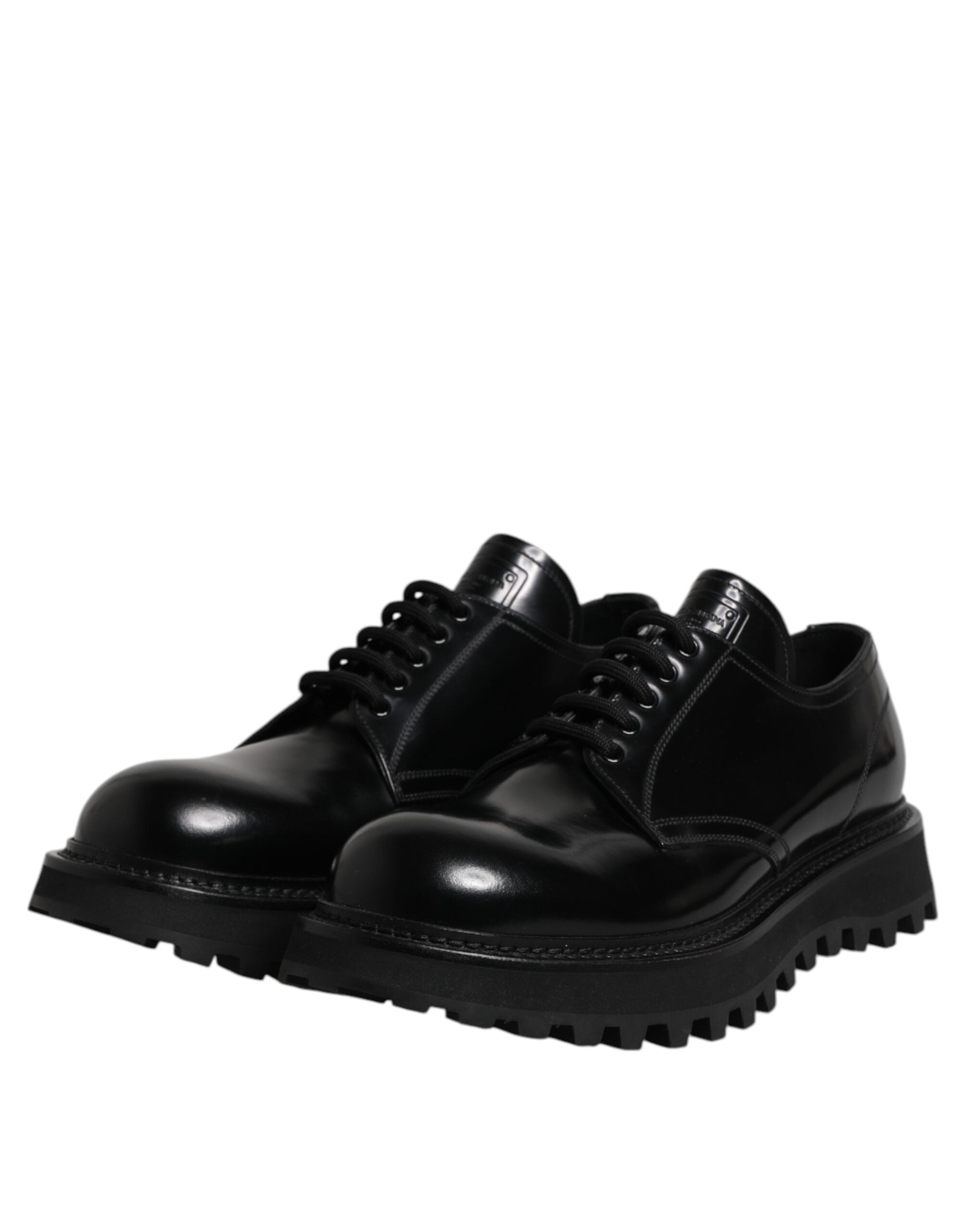 Dolce & Gabbana Black Leather Lace Up Derby Men Dress Shoes