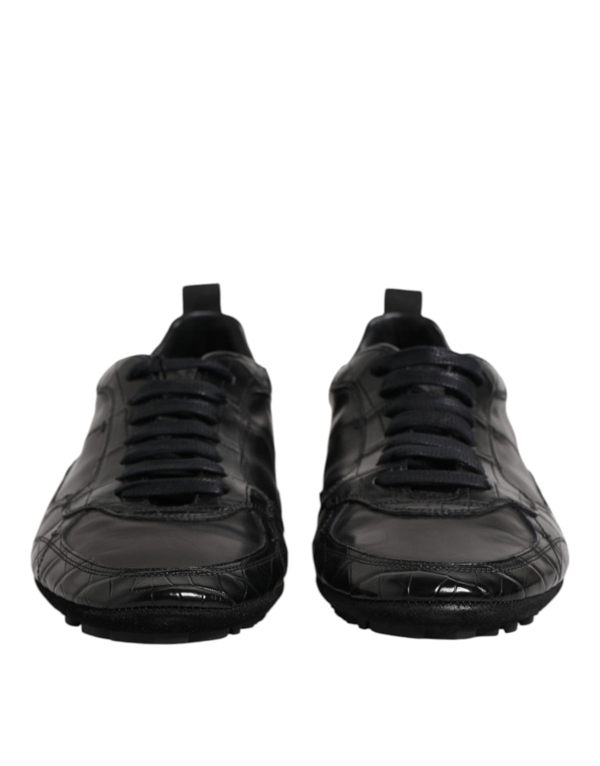 Dolce & Gabbana Black Exotic Leather Low Top Sneakers, Couture