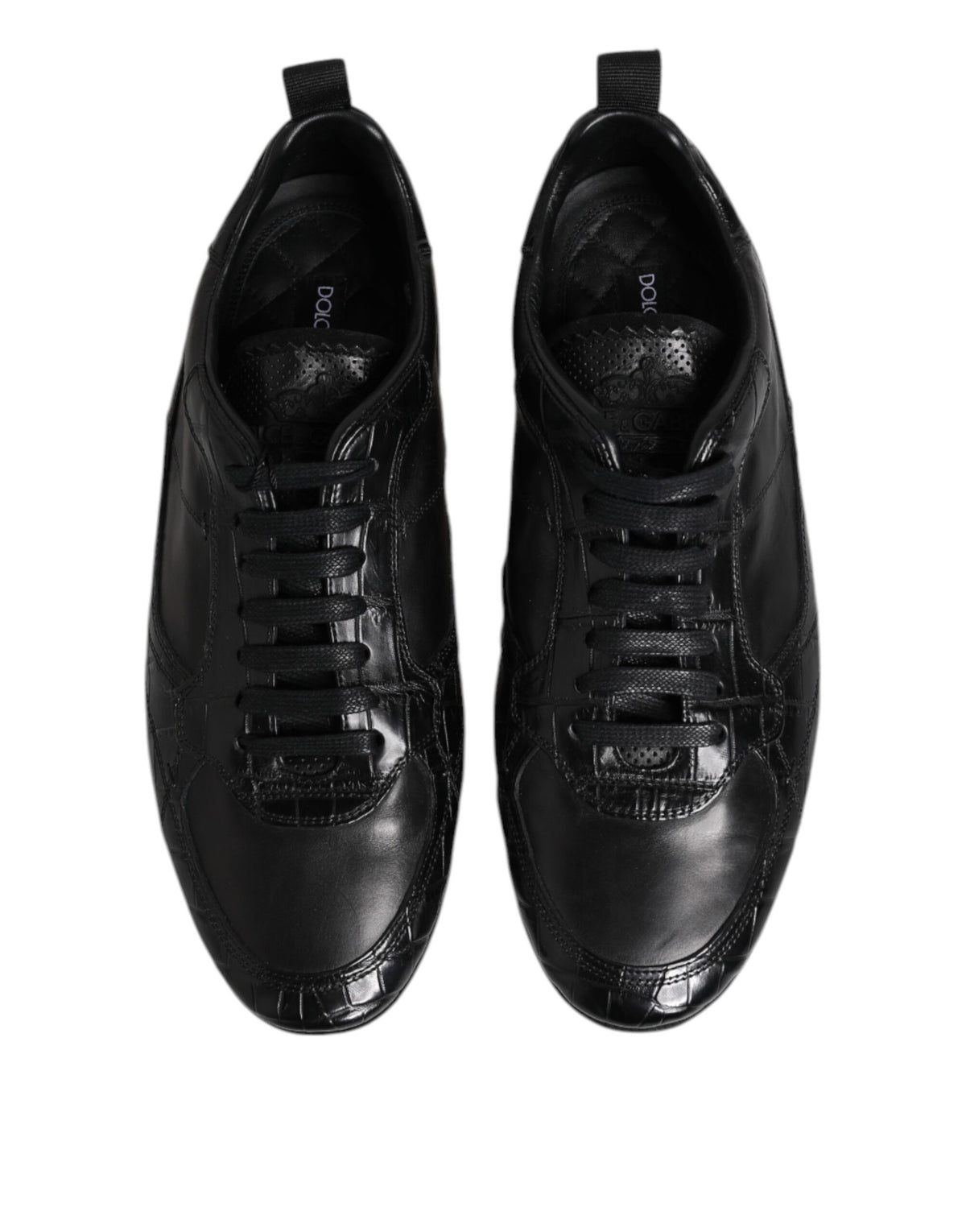 Dolce & Gabbana Black Exotic Leather Low Top Sneakers, Luxury Footwear
