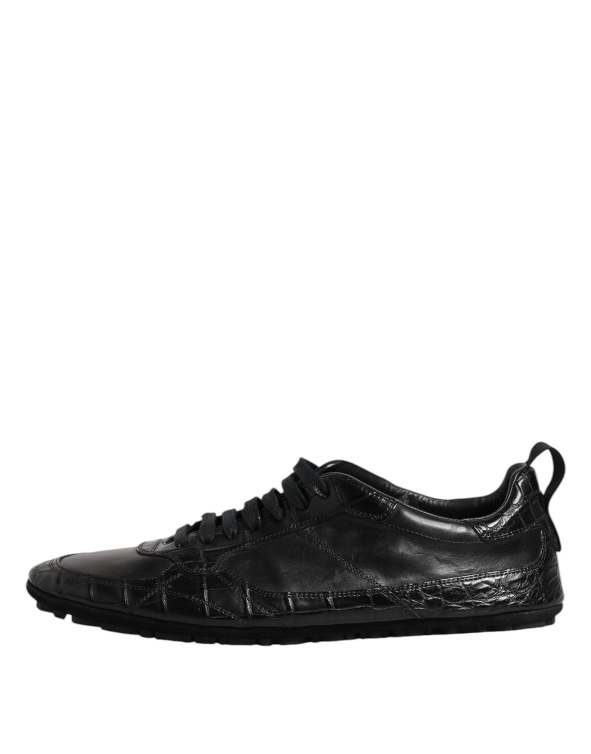 Dolce & Gabbana Black Exotic Leather Low Top Sneakers, Couture