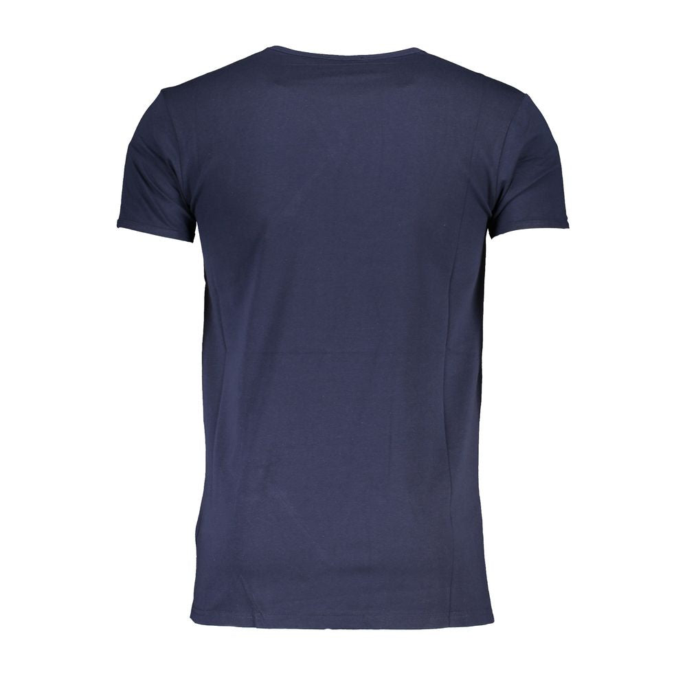 Elevate your wardrobe with the CAVALLI CLASS Blue Cotton Men's T-Shirt, a luxurious blend of cotton and elastane, embodying timeless elegance and sophisticated comfort.