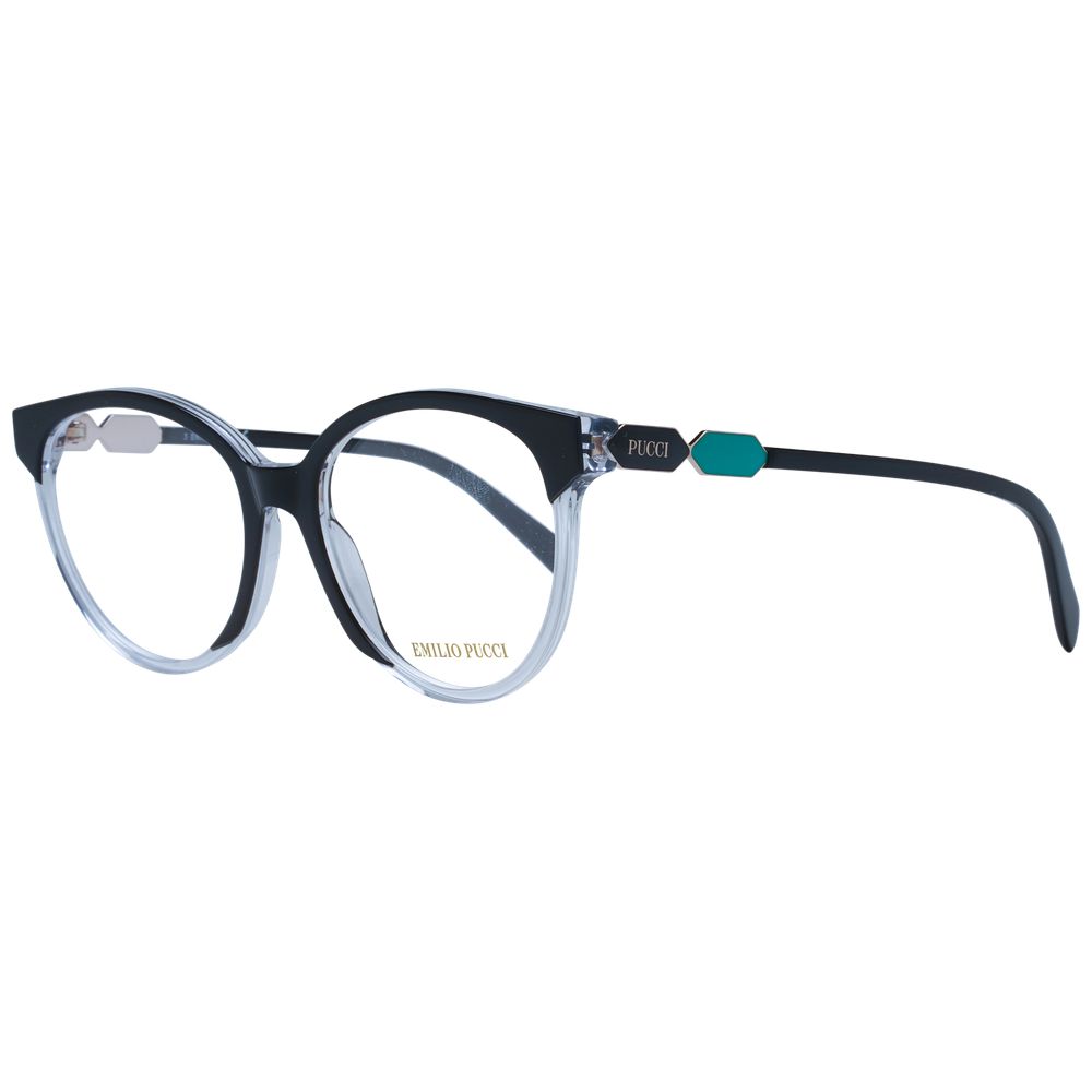 Elevate your allure with Emilio Pucci Black Plastic Glasses, where exquisite craftsmanship meets timeless elegance, perfect for the discerning individual.