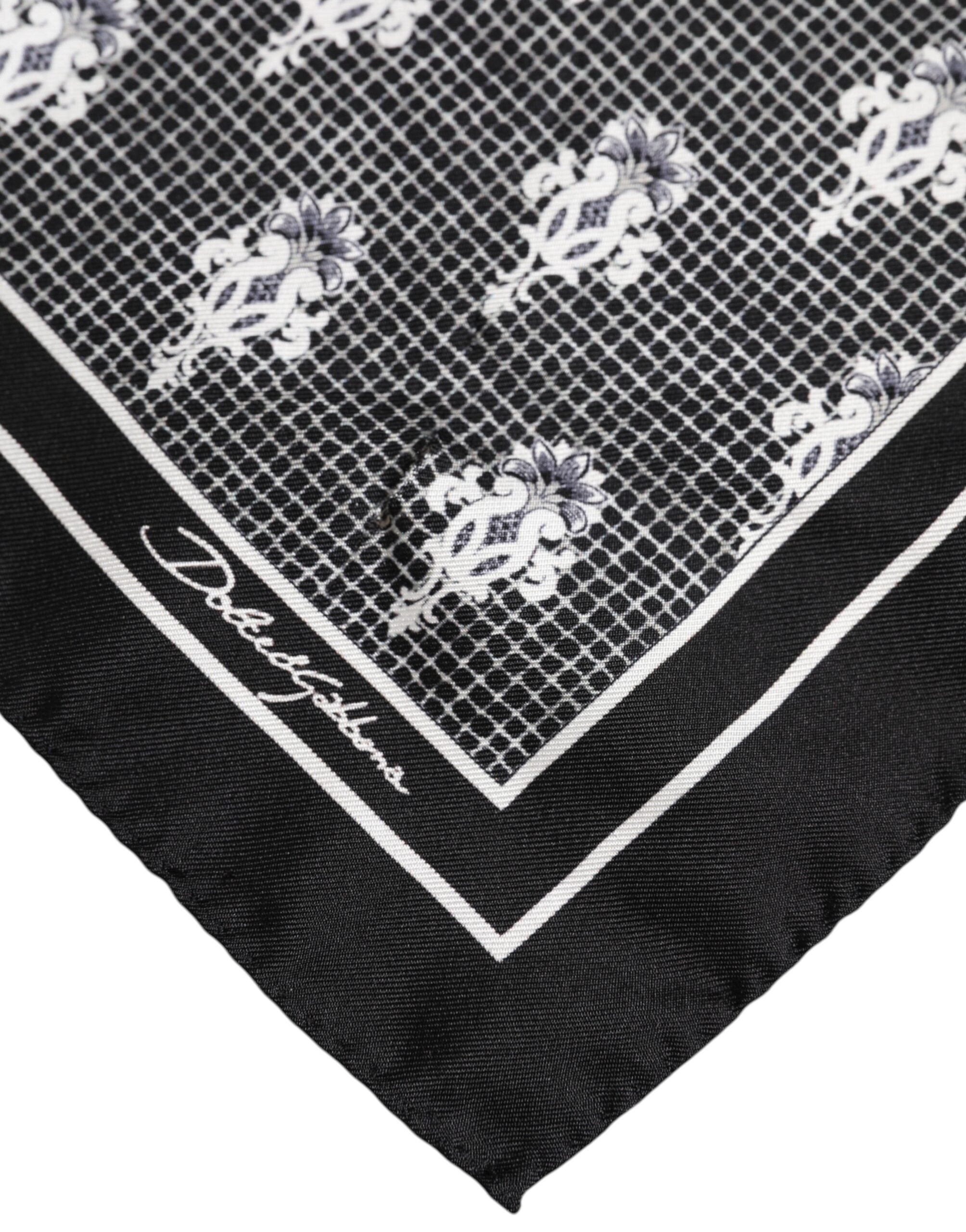 Dolce & Gabbana Black White Printed Square Foulard Scarf