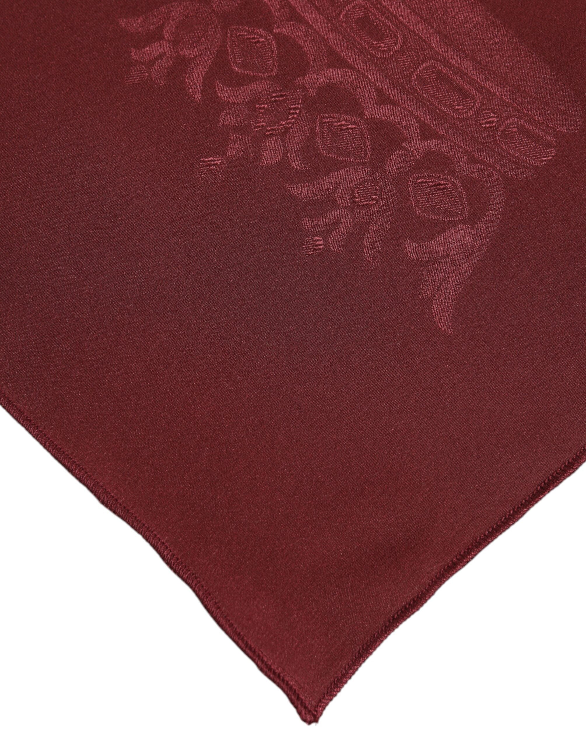 Dolce & Gabbana Maroon Silk Crown Foulard Scarf - Luxurious Elegance