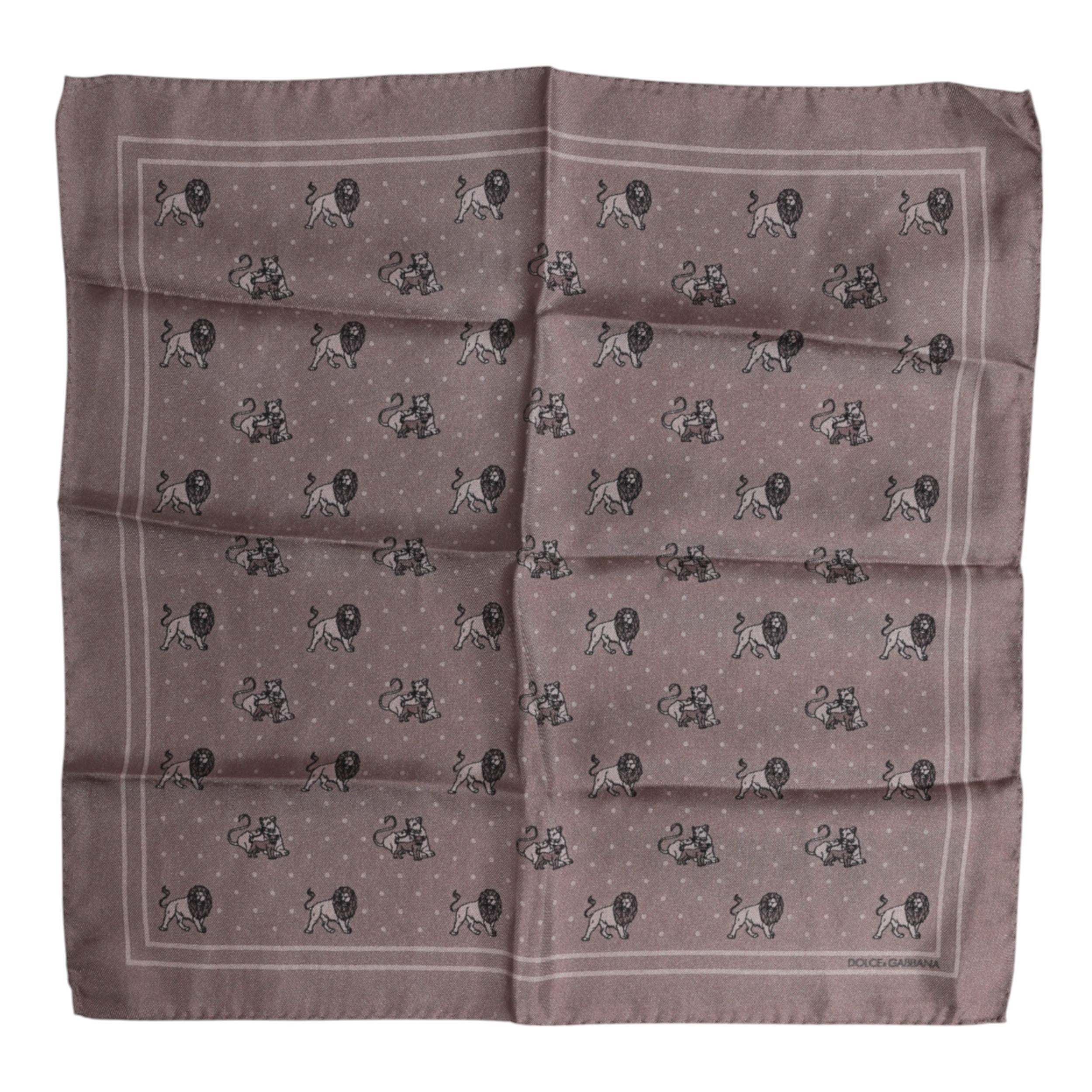 Dolce & Gabbana Brown Animal Print Square Foulard Scarf