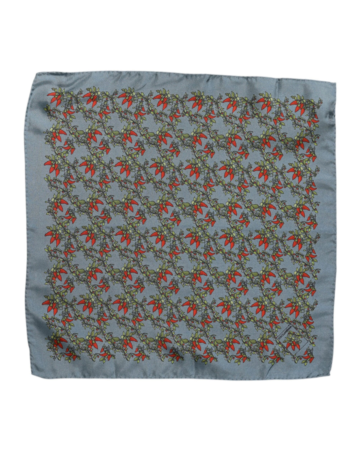 Dolce & Gabbana Gray Chilis Silk Square Scarf - Artisanal Luxury