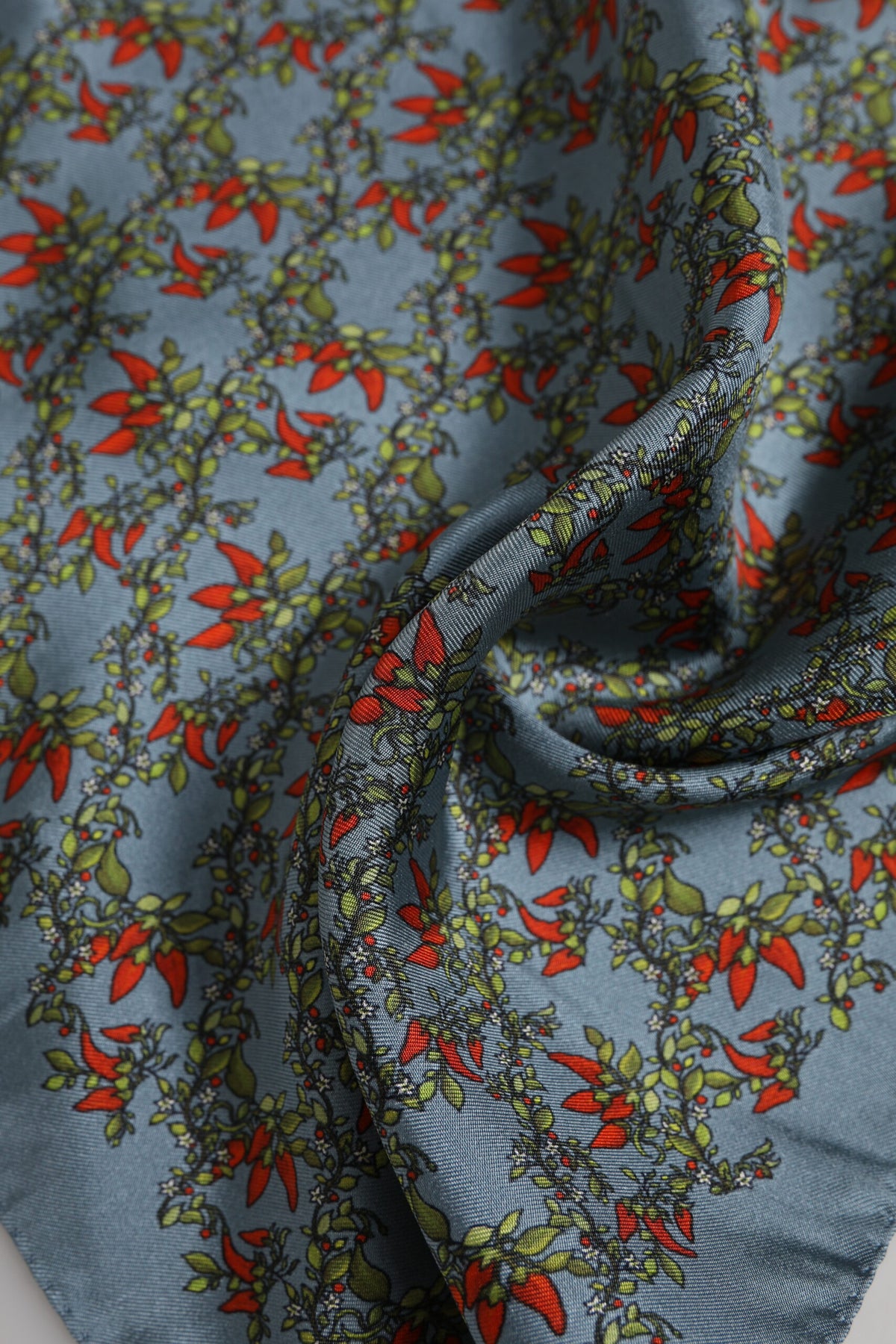 Dolce & Gabbana Gray Chilis Silk Square Scarf - Timeless Luxury