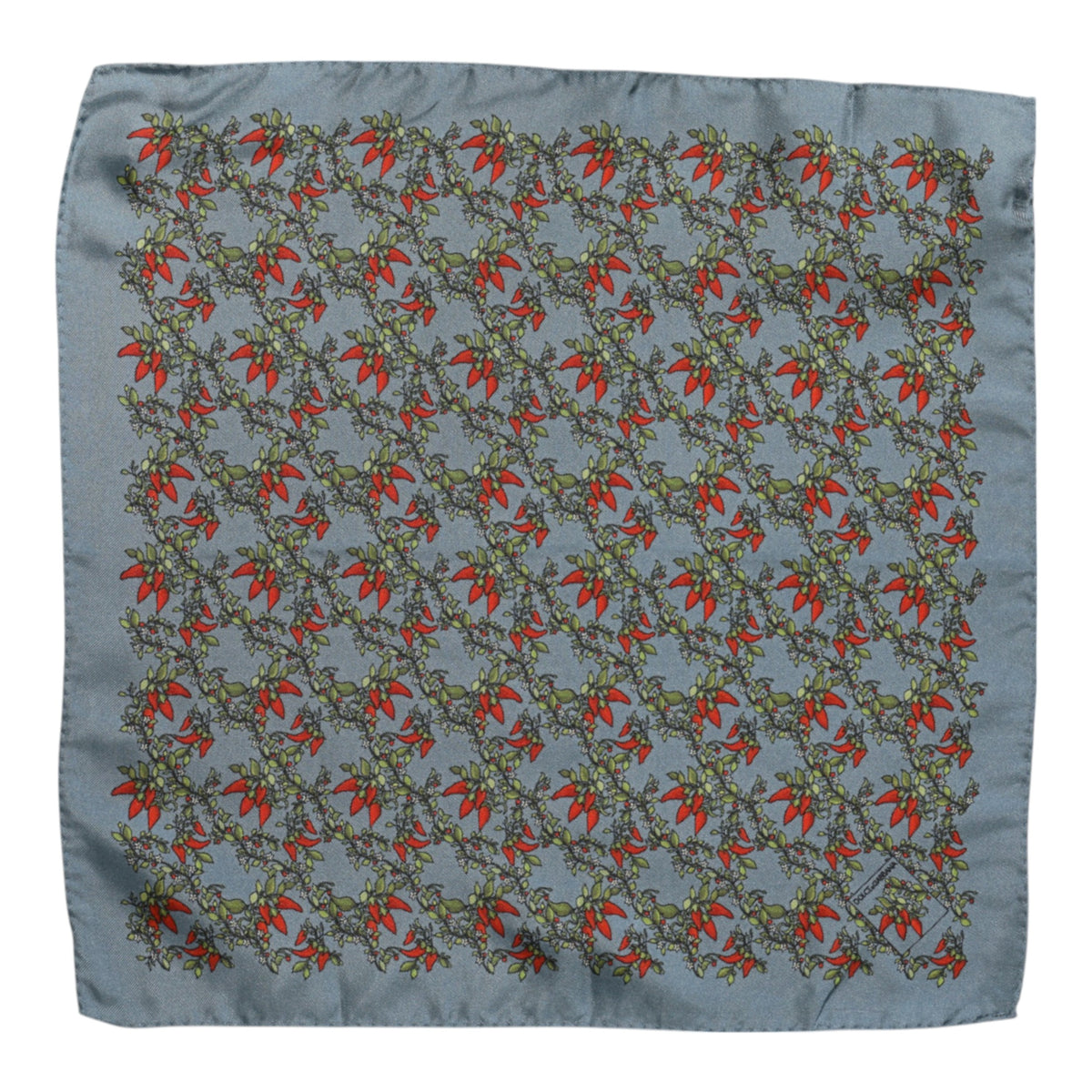 Dolce & Gabbana Gray Chilis Silk Square Scarf - Exquisite Luxury