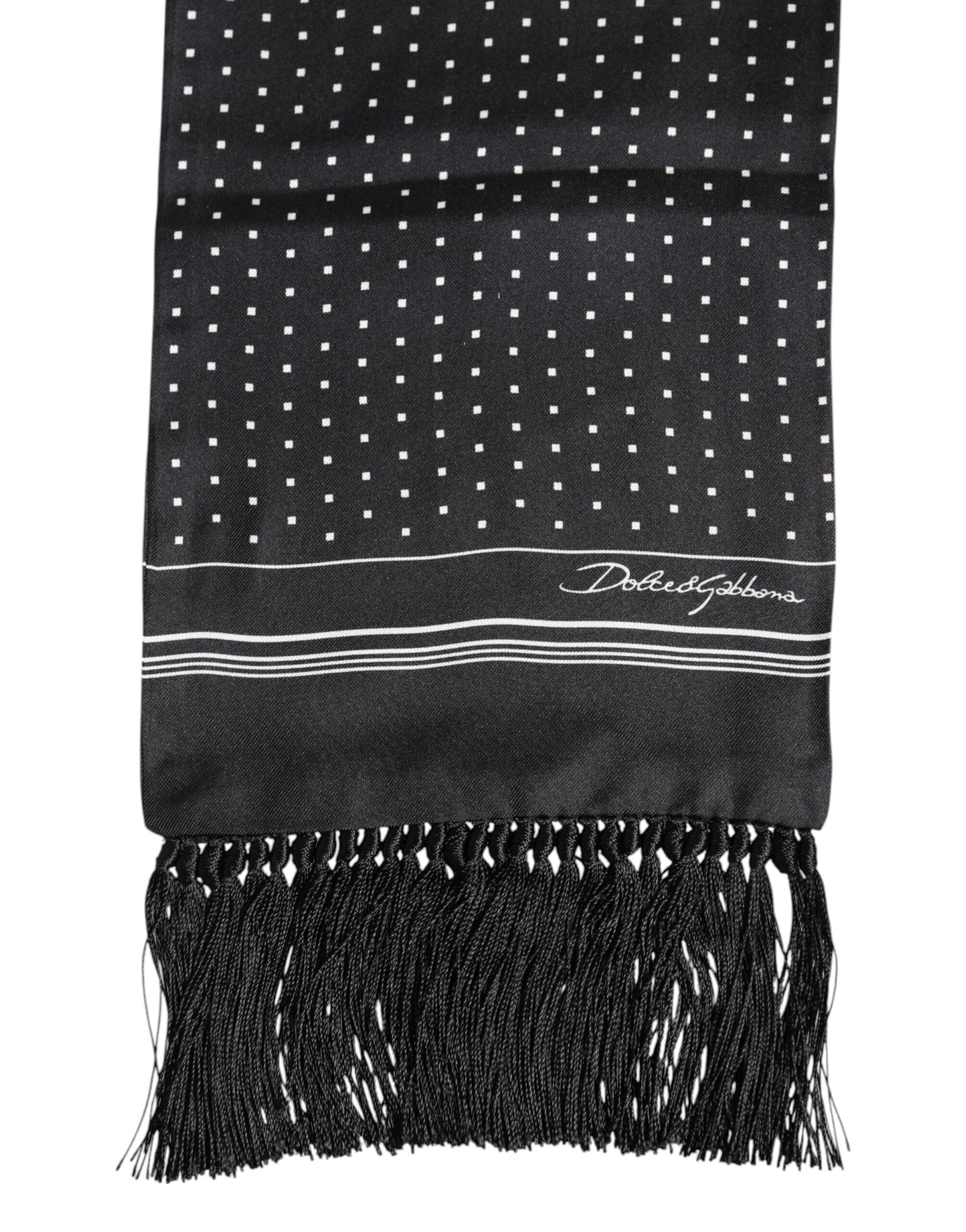 Dolce & Gabbana Silk Polka Dot Fringes Scarf - Timeless Elegance