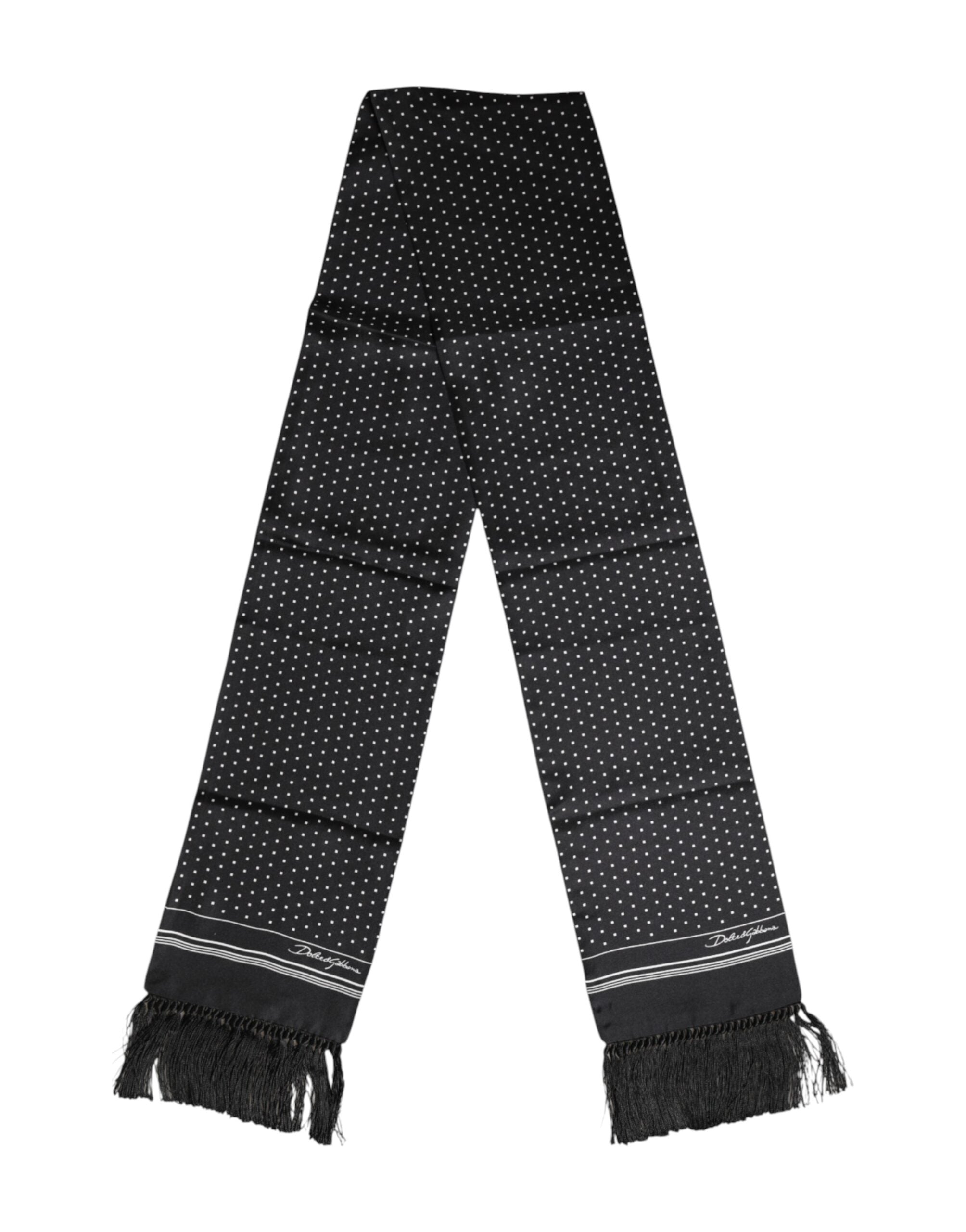 Dolce & Gabbana Silk Polka Dot Fringes Scarf - Timeless Elegance