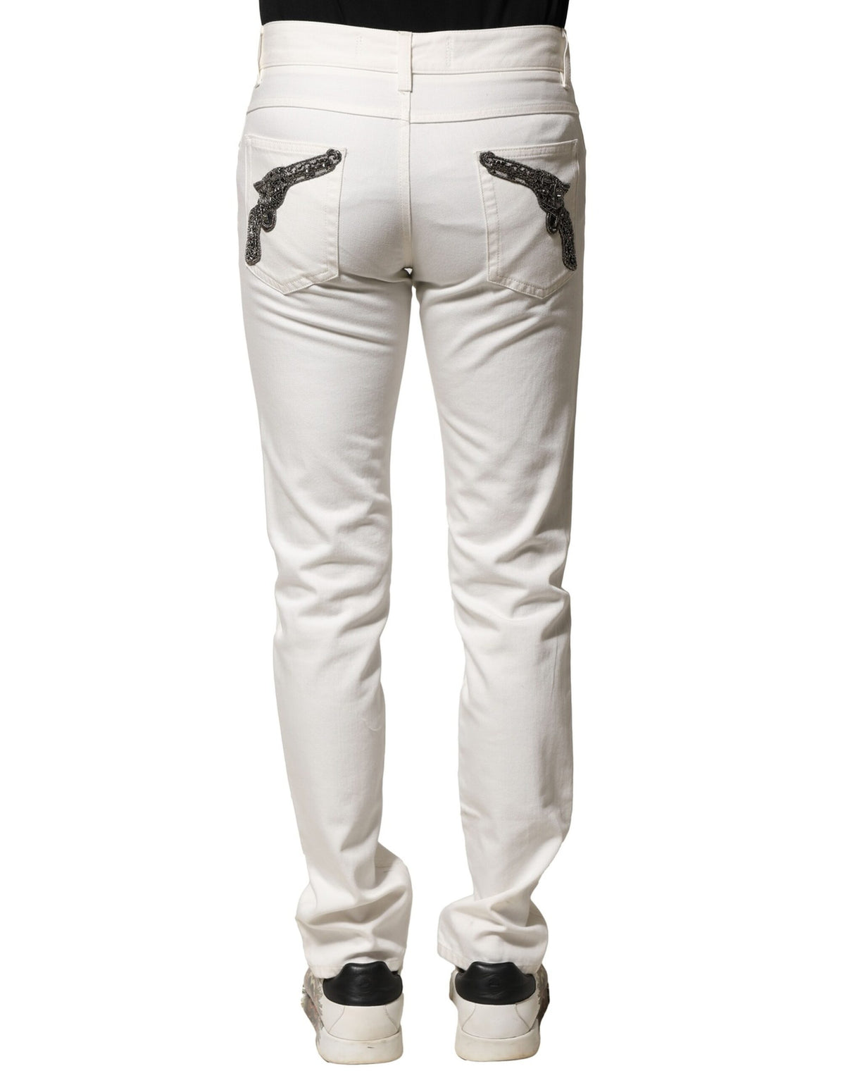 Elevate your wardrobe with Dolce & Gabbana's artisan-crafted White Cotton Skinny Denim Jeans, a luxurious blend of comfort and sophistication, perfect for the discerning individual.
