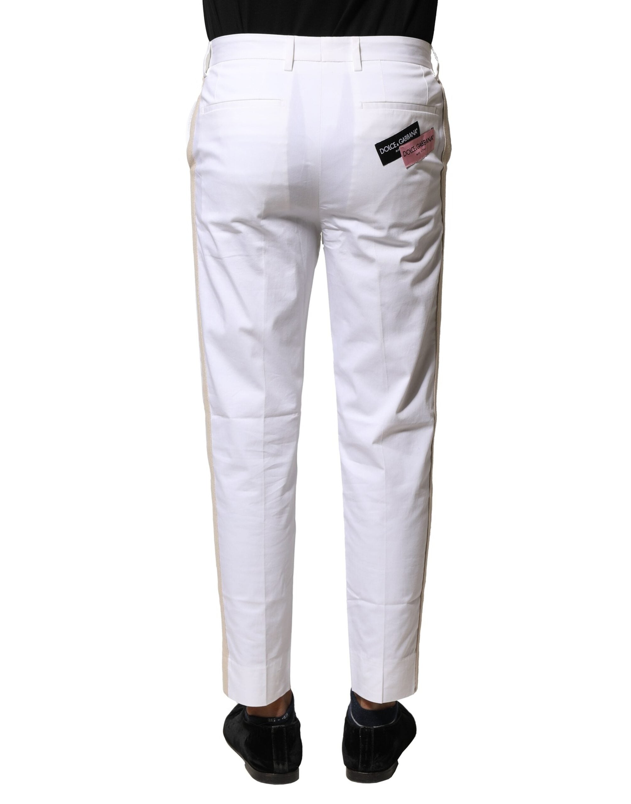 Dolce & Gabbana White Cotton Tapered Pants - Timeless Luxury
