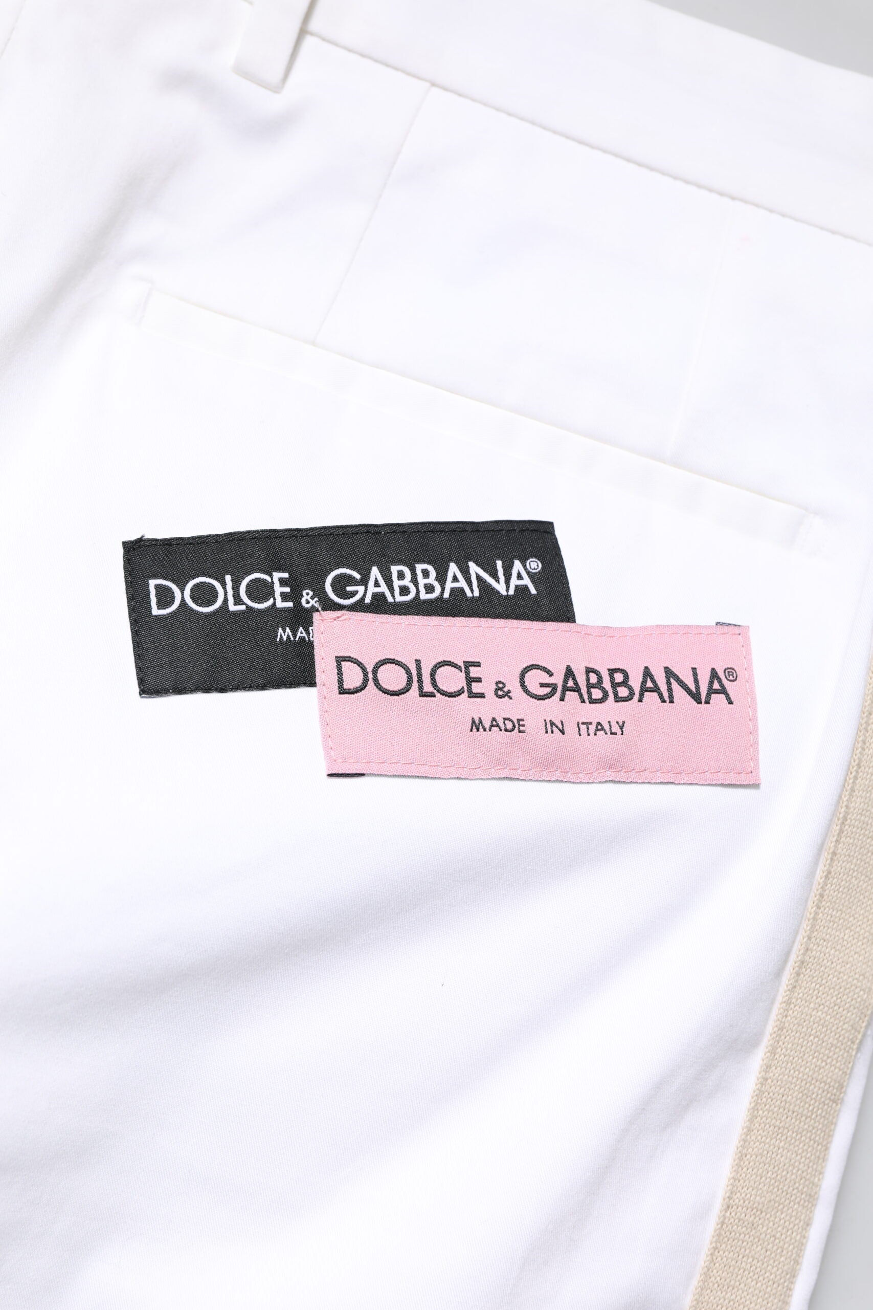 Dolce & Gabbana White Cotton Tapered Pants - Luxurious Elegance