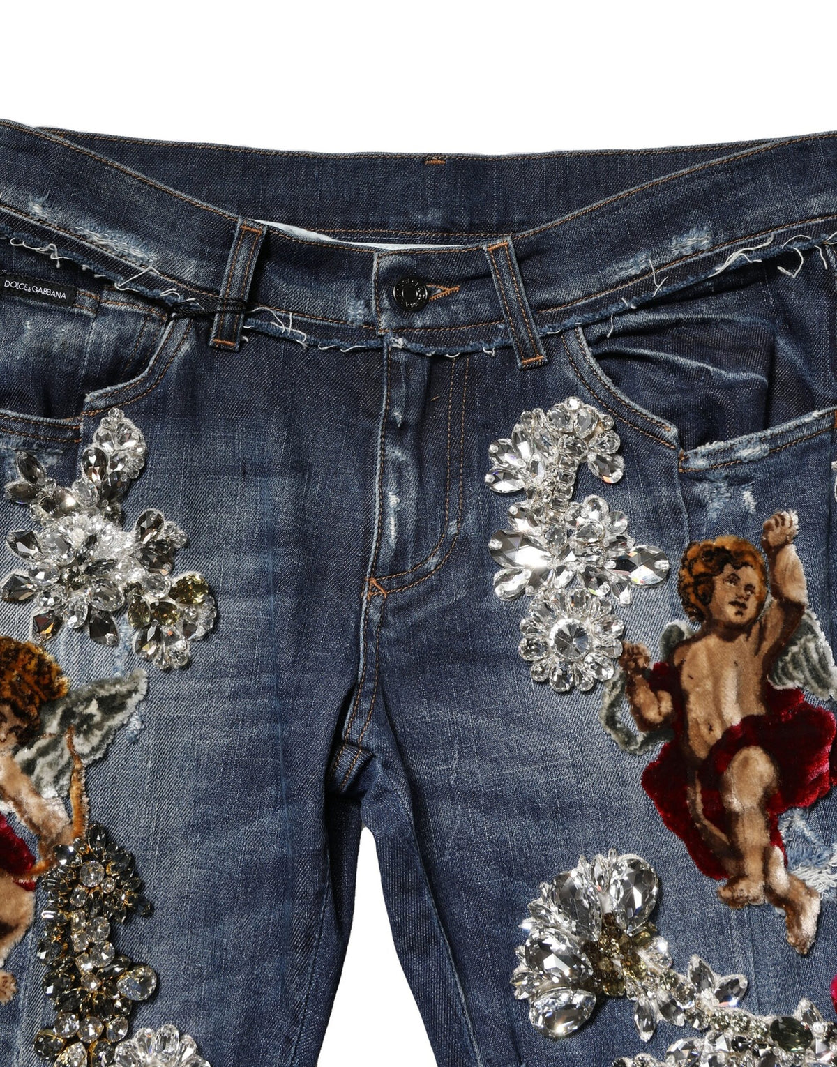 Dolce & Gabbana Rhinestone Embellished Denim Jeans - Luxury Redefined