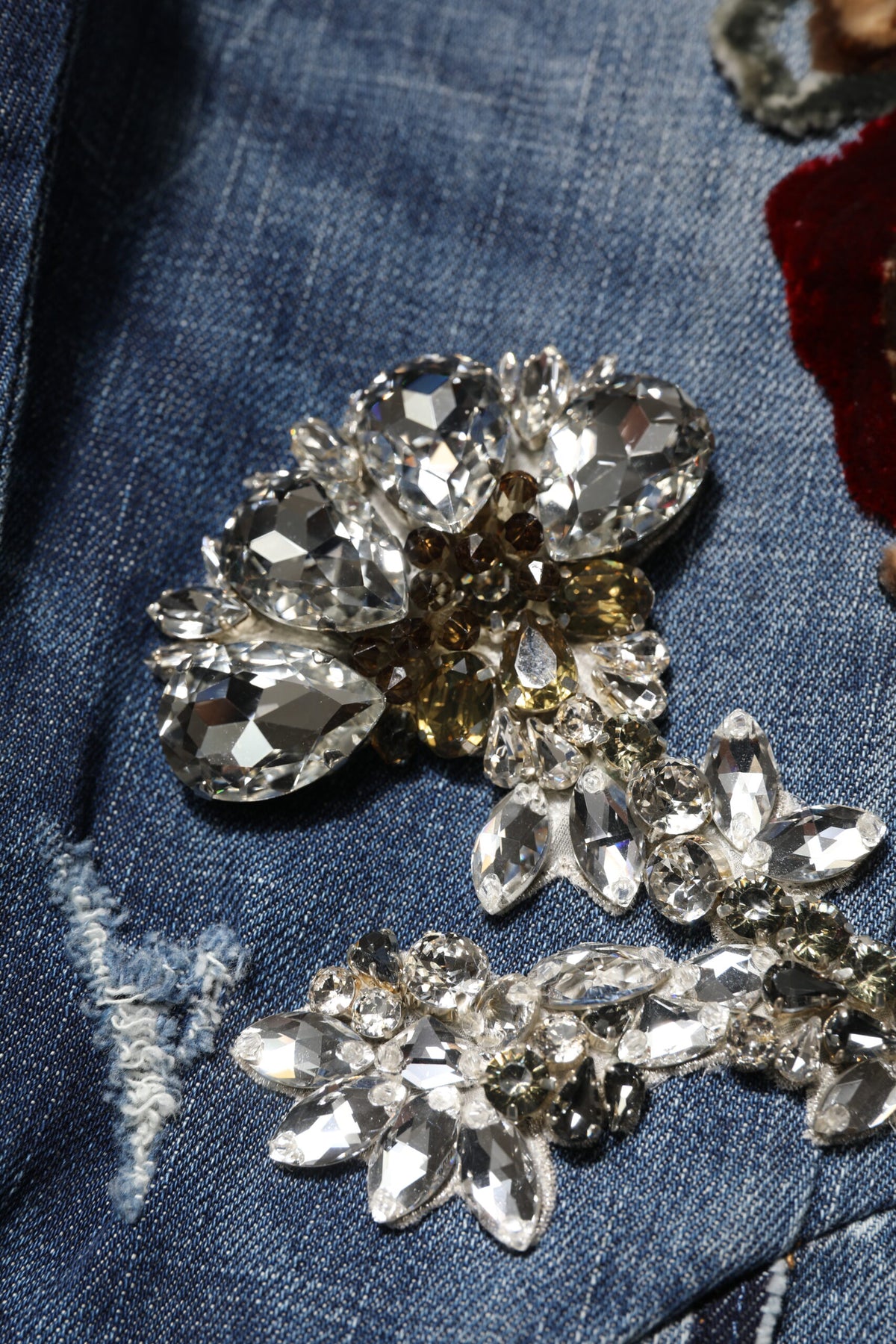 Dolce & Gabbana Blue Rhinestone Denim Jeans - Luxury Redefined