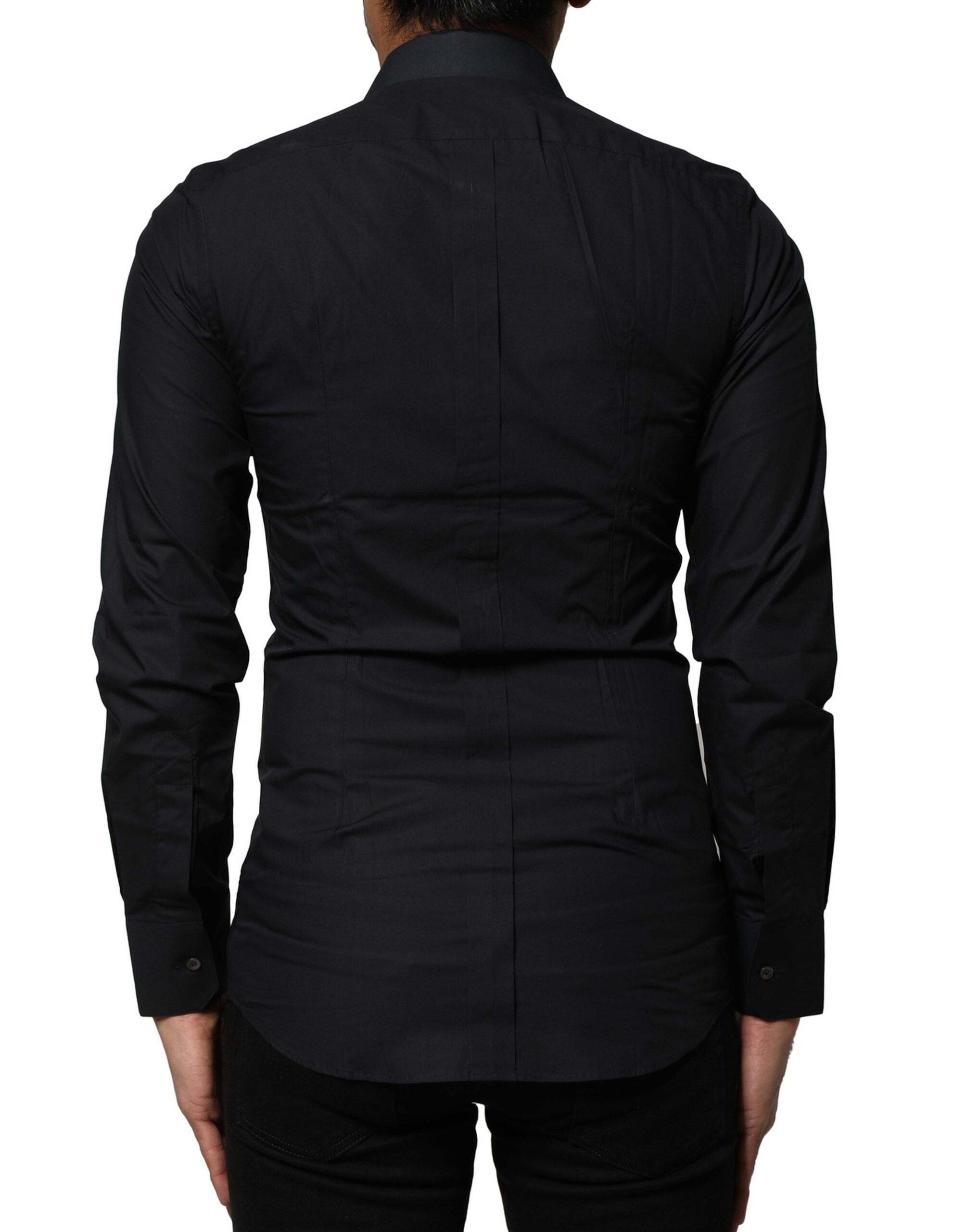 Dolce & Gabbana Black Cotton GOLD Long Sleeves Dress Shirt
