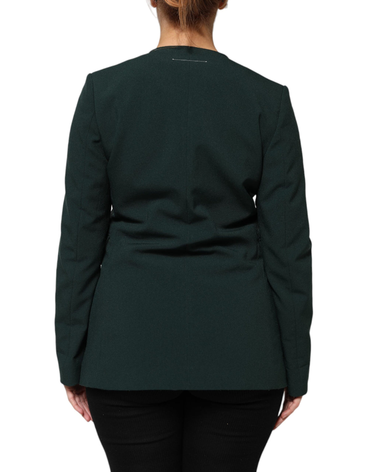 Elevate your wardrobe with the Maison Margiela Green Single Breasted One Button Coat, a masterpiece of Italian craftsmanship in luxurious polyester, embodying timeless elegance and sophisticated allure.