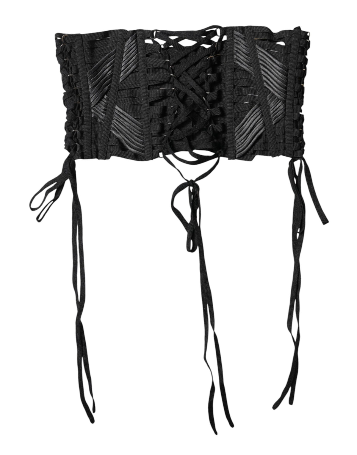 Experience the allure of the Dolce & Gabbana Black Cotton Waist Lace-Up Corset Belt, a masterpiece of Italian craftsmanship that defines elegance and sophistication.