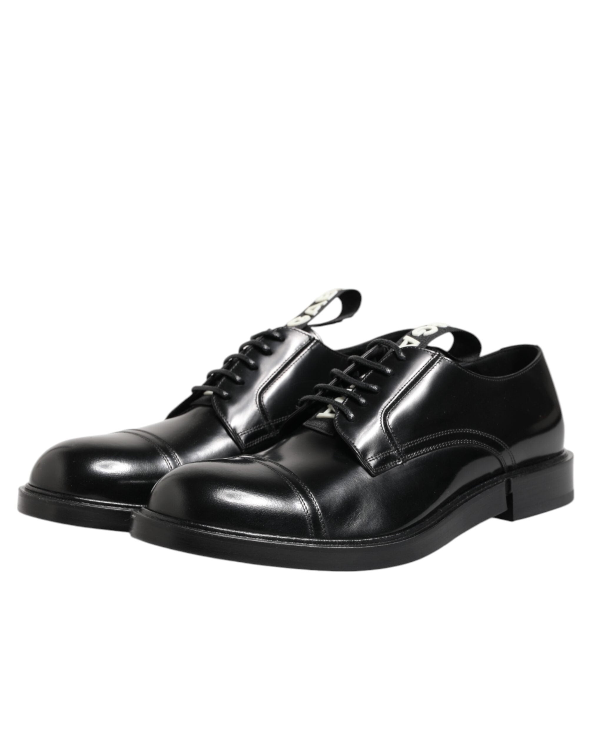 Elevate your presence with Dolce & Gabbana's Black Leather Dress Lace Up Shoes, crafted from luxurious calf leather for timeless sophistication and unparalleled elegance.