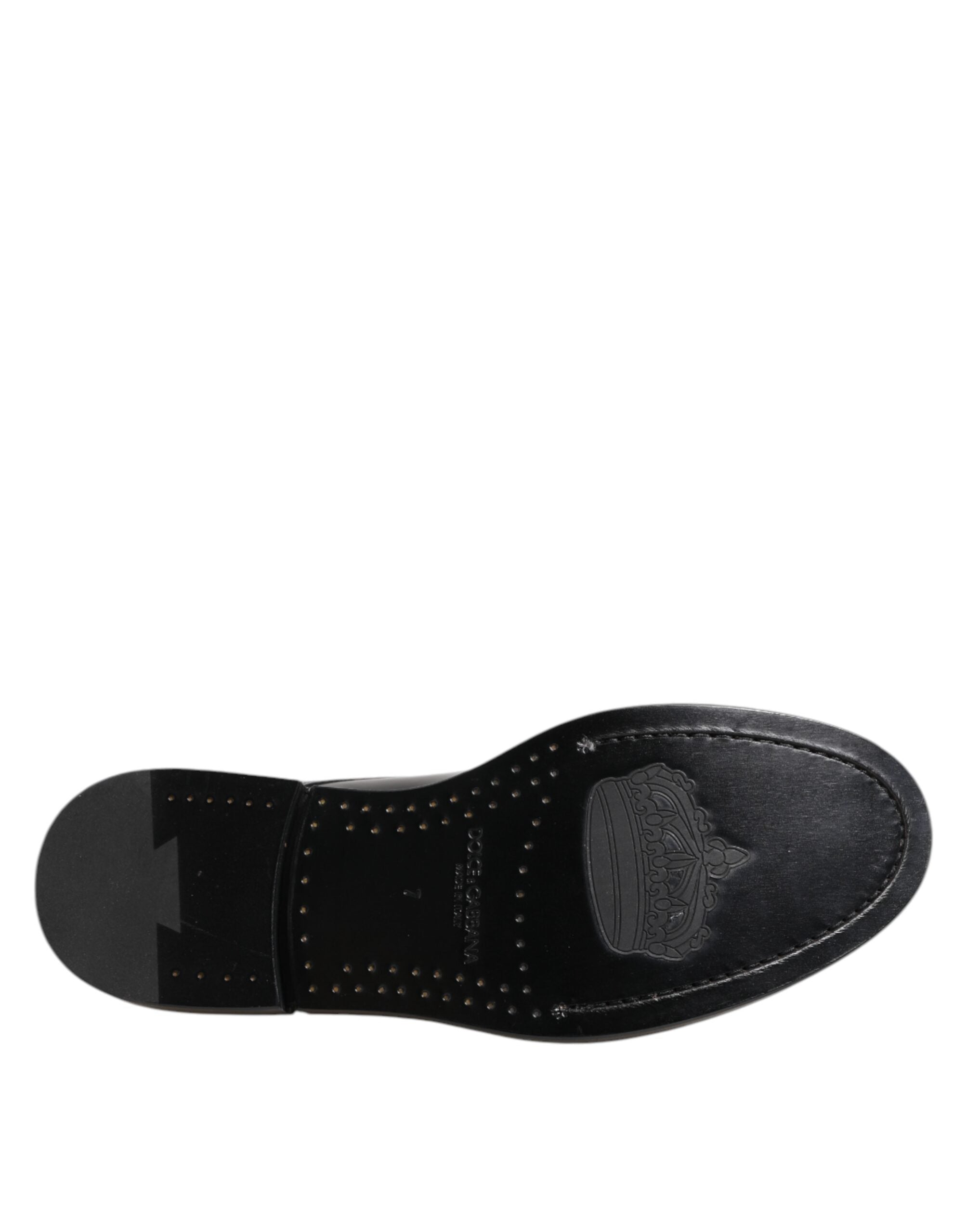 Elevate your presence with Dolce & Gabbana's Black Leather Dress Lace Up Formal Shoes, crafted from luxurious calf leather, embodying timeless sophistication and exquisite artistry.