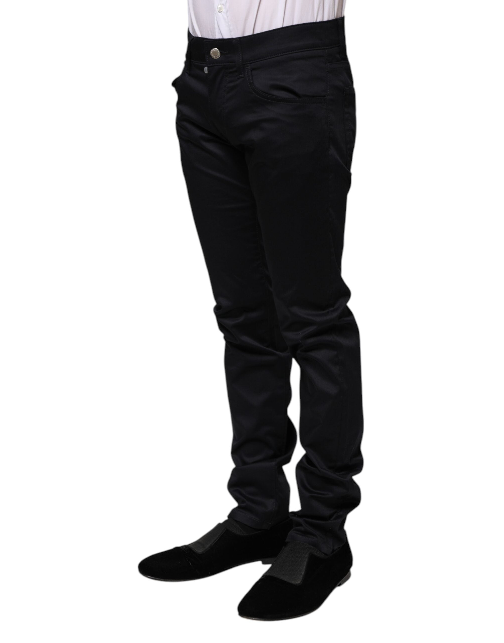 Dolce & Gabbana Black Cotton Skinny Mid Waist Pants