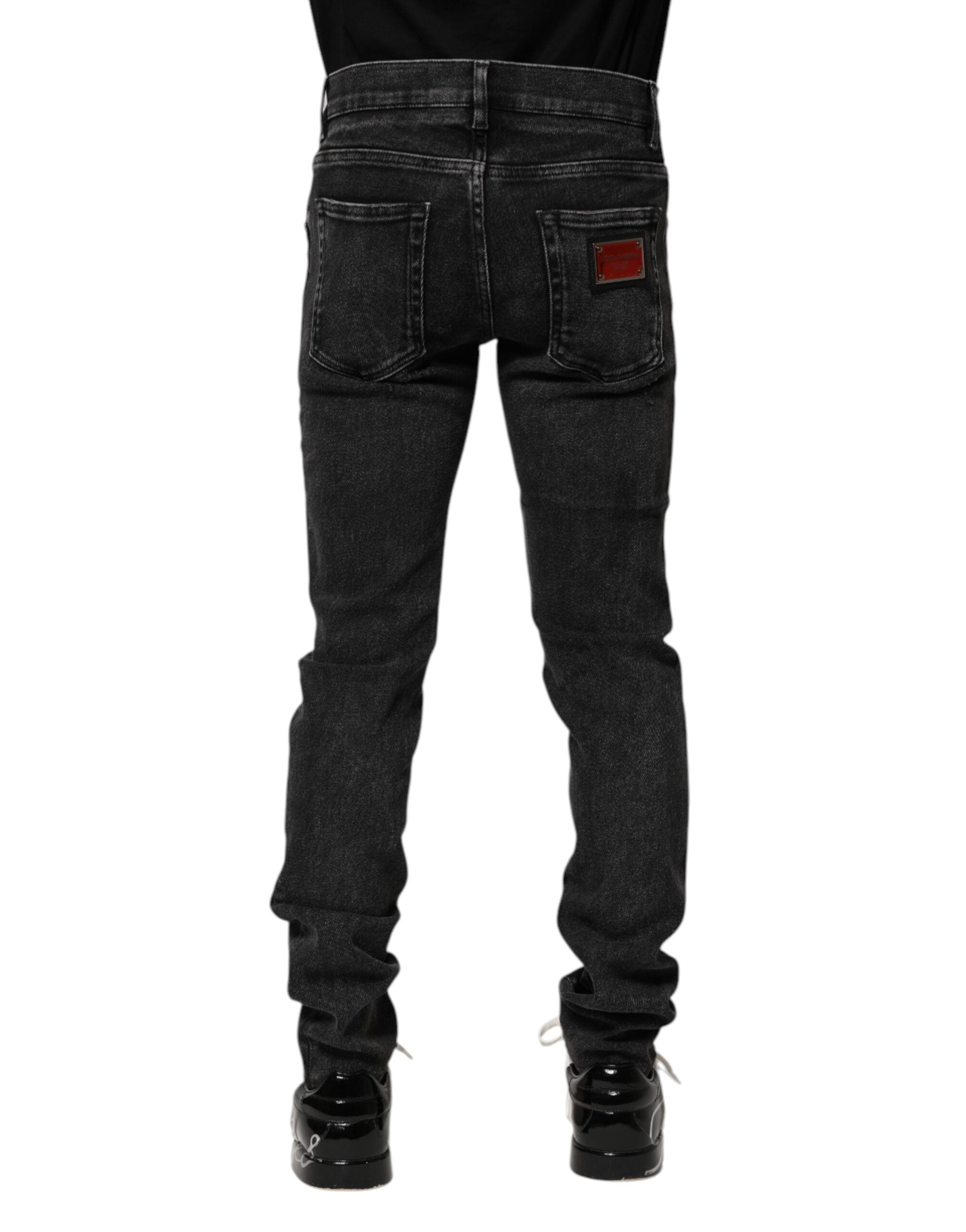 Dolce & Gabbana Black Cotton Skinny Men Denim Jeans