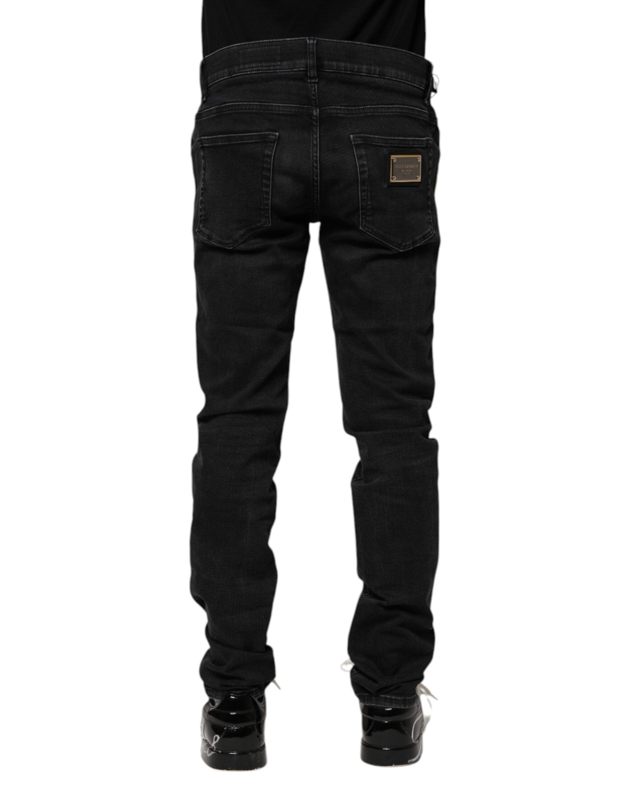 Dolce & Gabbana Black Cotton Skinny Men Denim Jeans