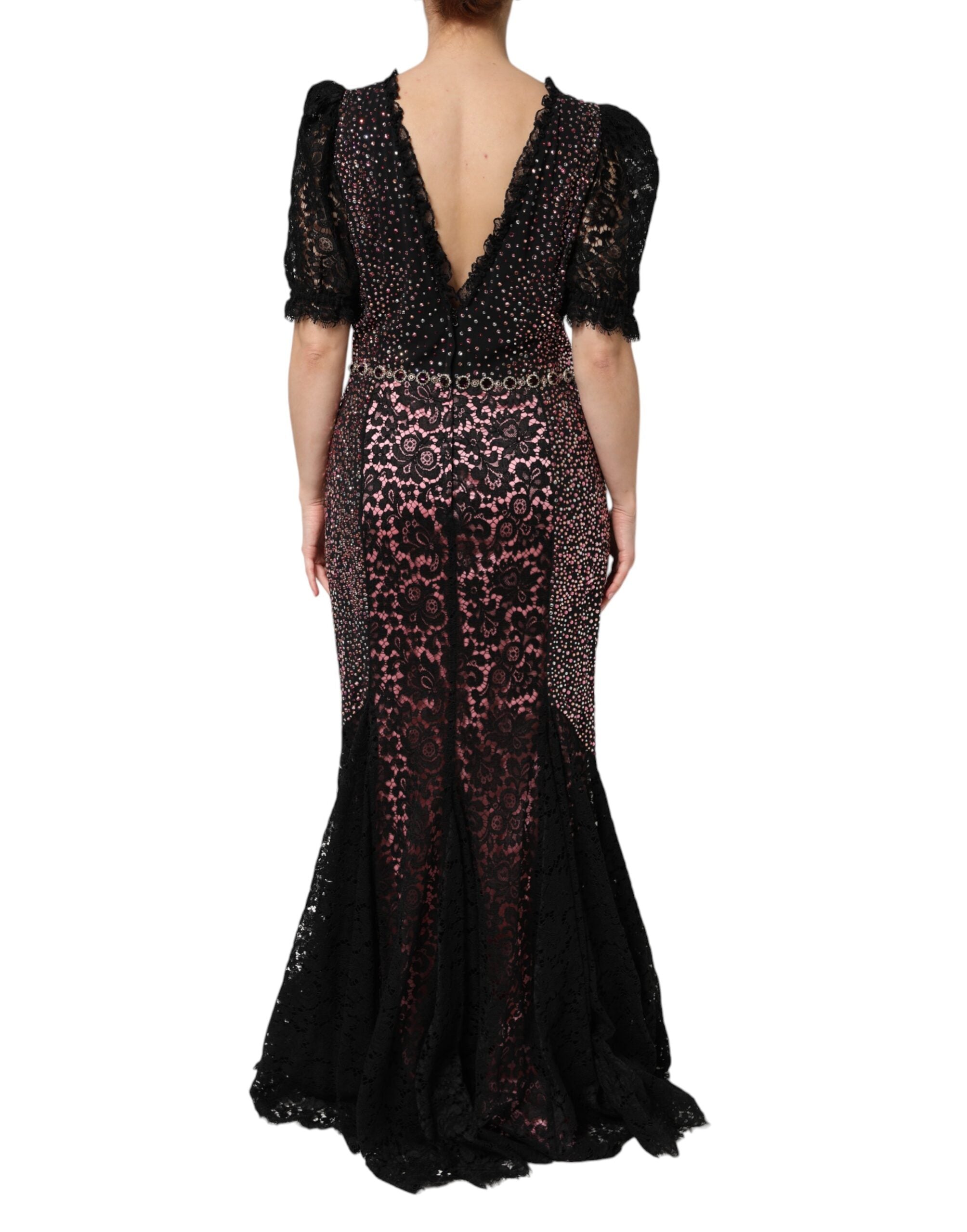 Indulge in the exquisite allure of the Dolce & Gabbana Multicolor Embellished Mermaid Gown, a luxurious blend of silk and cotton that embodies timeless elegance and sophisticated craftsmanship.