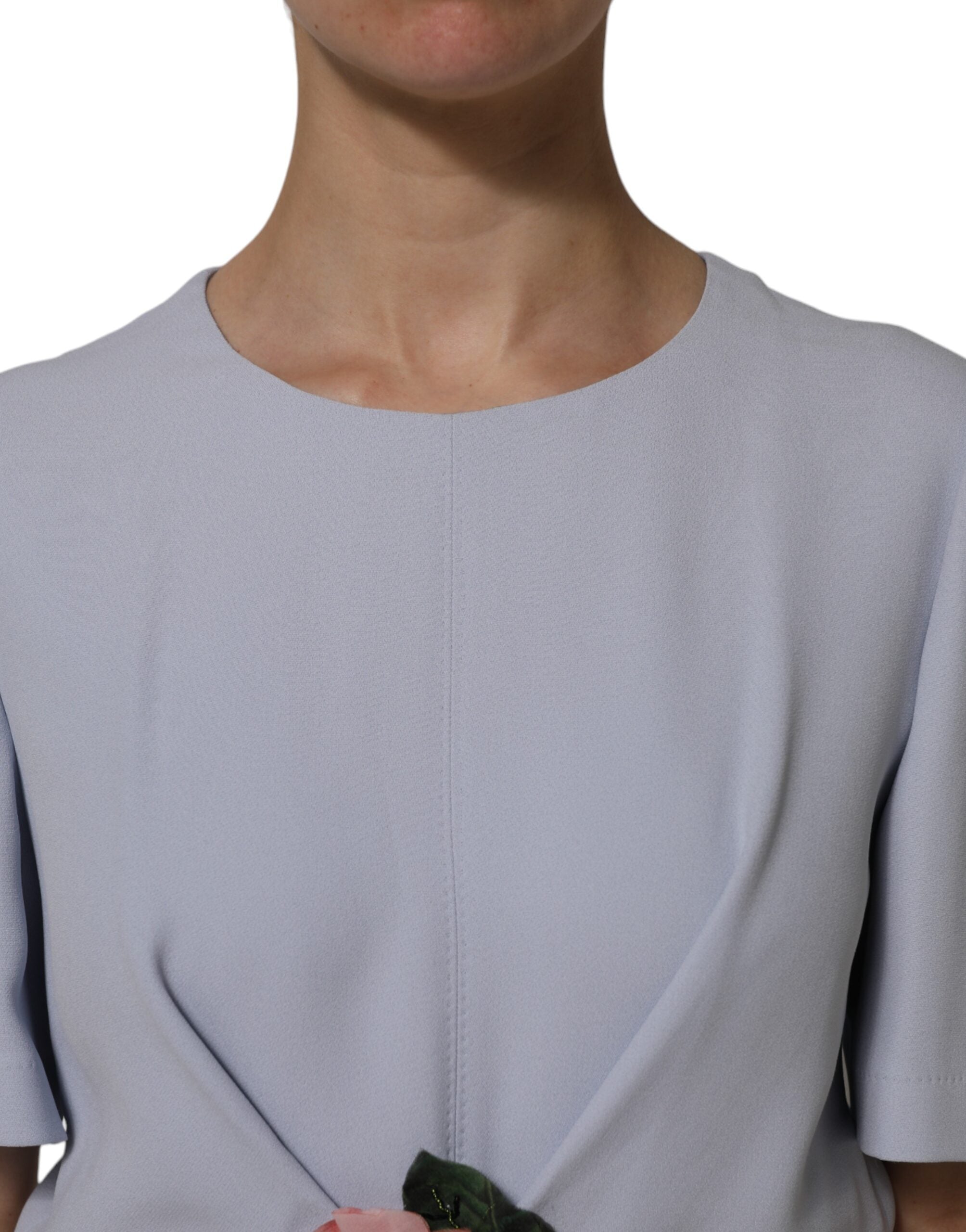 Dolce & Gabbana Gray Viscose ShortSleeve Sheath Midi Dress