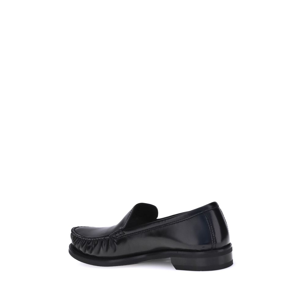 Prada Black Calf Leather Bos Taurus Slip-On Loafers