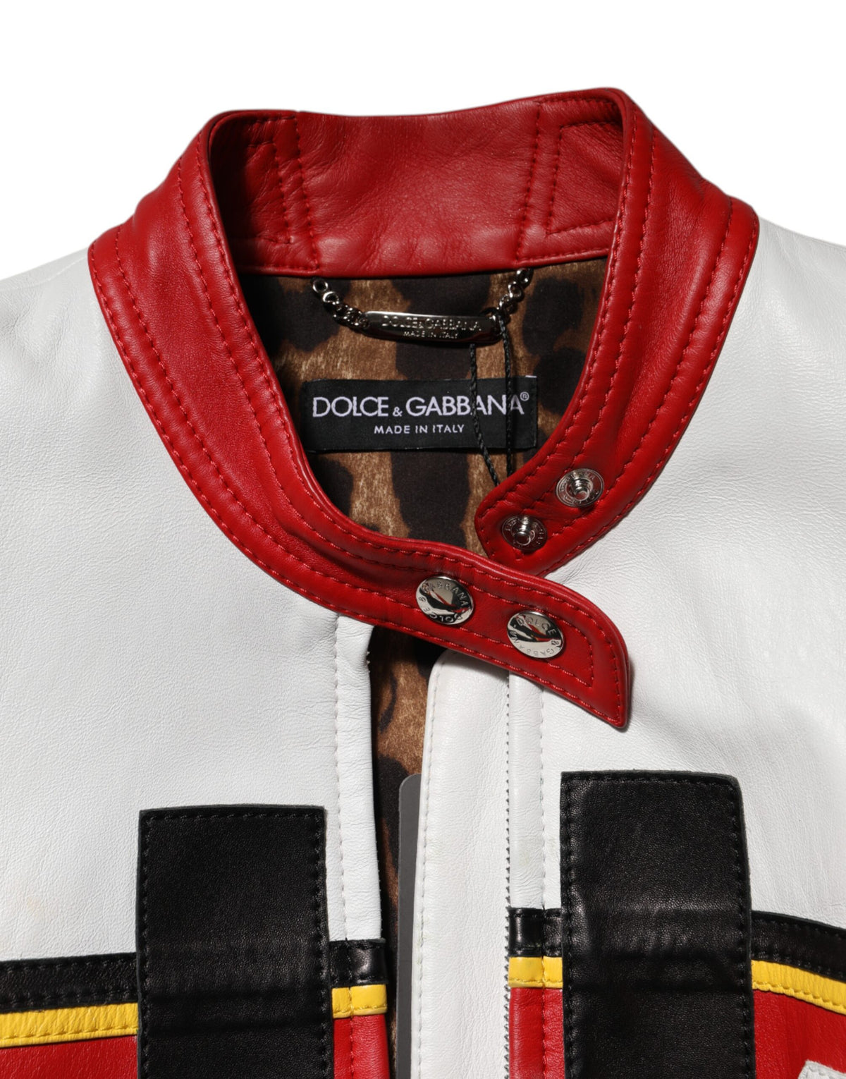 Elevate your wardrobe with the Dolce & Gabbana Multicolor Leather Biker Full Zip Coat Jacket, a masterpiece of Italian craftsmanship in sumptuous lambskin, designed for the discerning individual who embodies elegance and confidence.