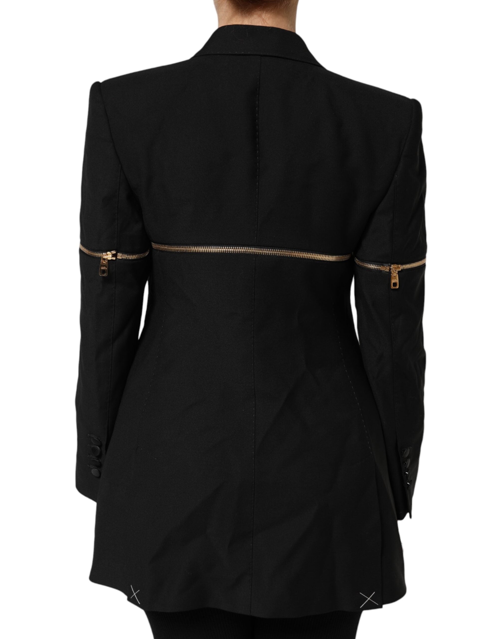 Dolce & Gabbana Black Wool Zipper Detailing Blazer Jacket