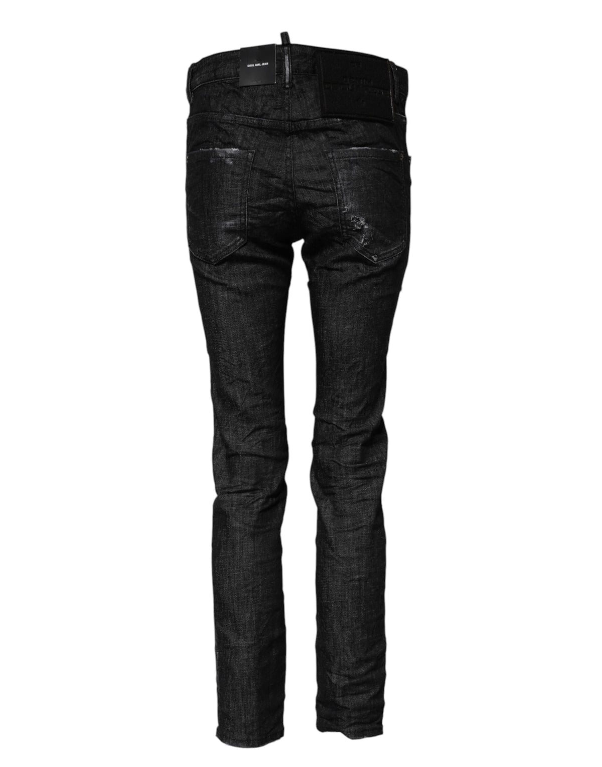 Indulge in the Dsquared² Black Washed Cotton Mid Waist Skinny Jeans, where exquisite Italian craftsmanship meets luxurious comfort, elevating your style to new heights.