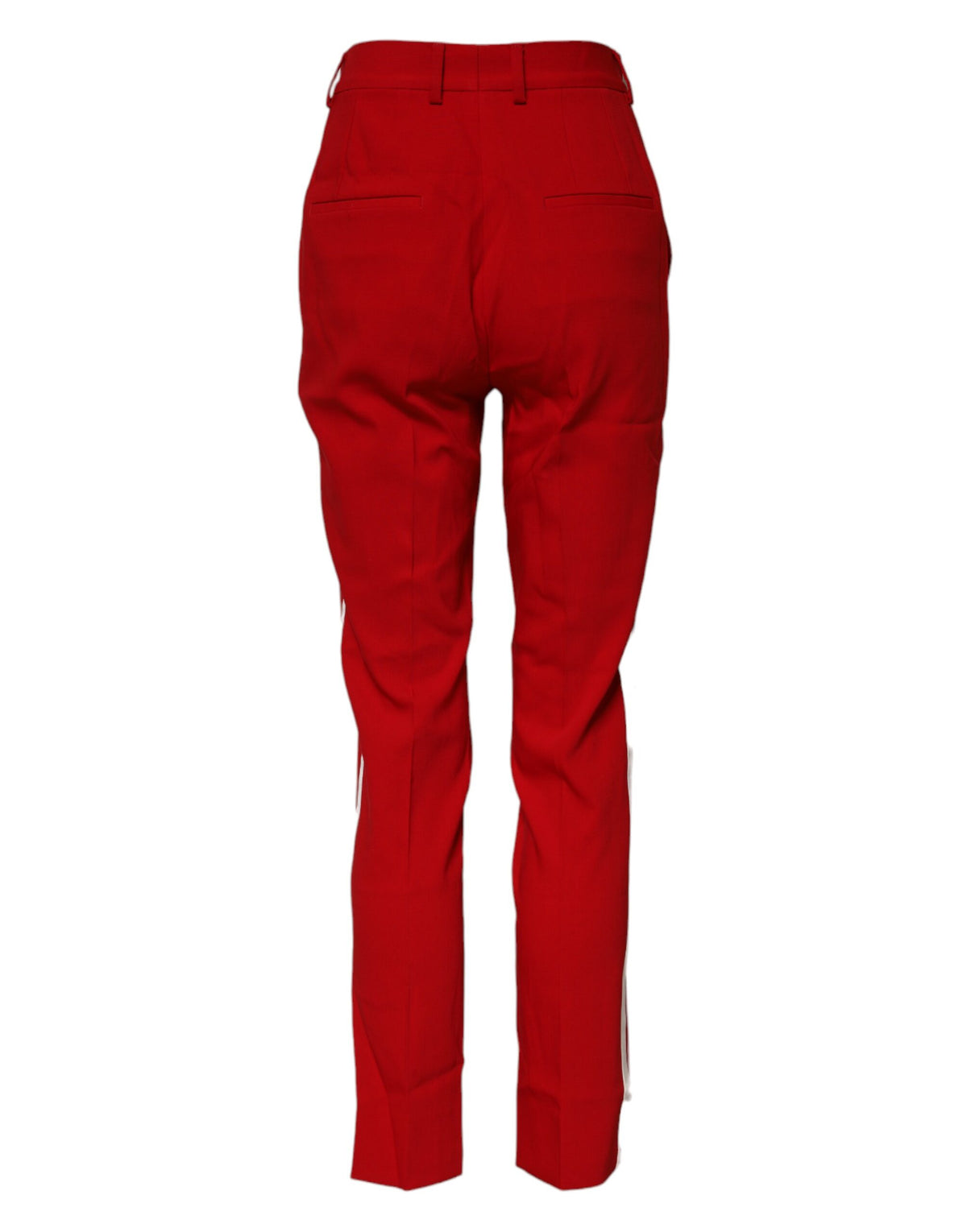 Indulge in the exquisite artistry of Dolce & Gabbana's Red Wool Mid Waisted Tapered Pants, crafted in Italy from luxurious materials for an unparalleled statement of elegance.