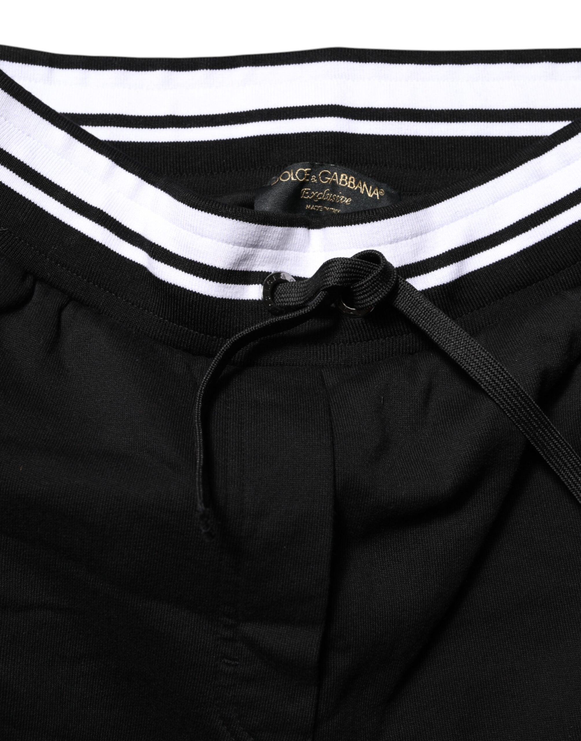 Dolce & Gabbana Black Cotton Mid Waist Jogger Pants