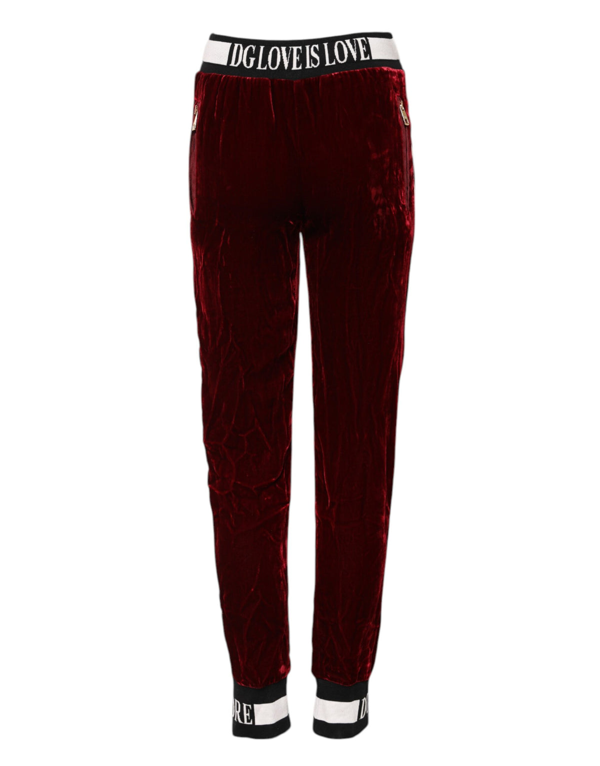 Experience the allure of Dolce & Gabbana's Red Viscose DG Logo Mid Waist Pants, where exquisite craftsmanship meets luxurious comfort, perfect for the discerning individual.