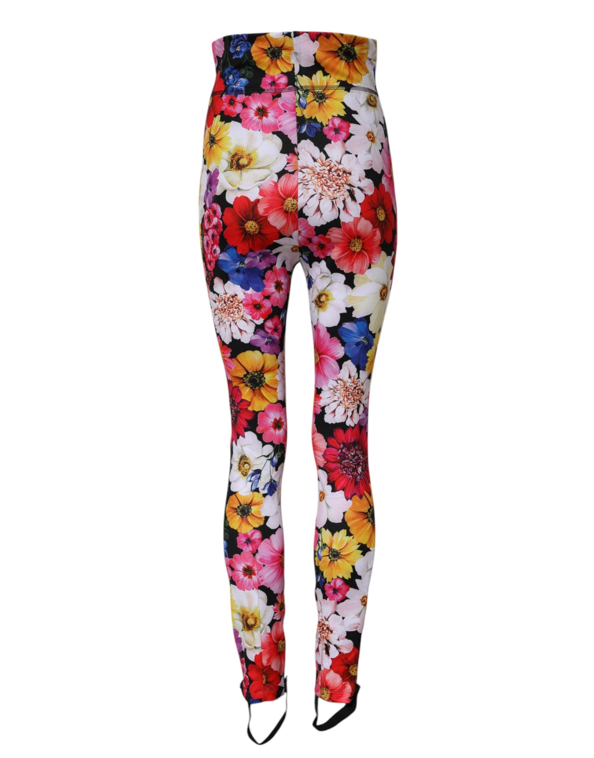 Experience the exquisite artistry of Dolce & Gabbana's Multicolor Floral High Waist Leggings, where luxurious materials and vibrant design elevate your style to new heights.