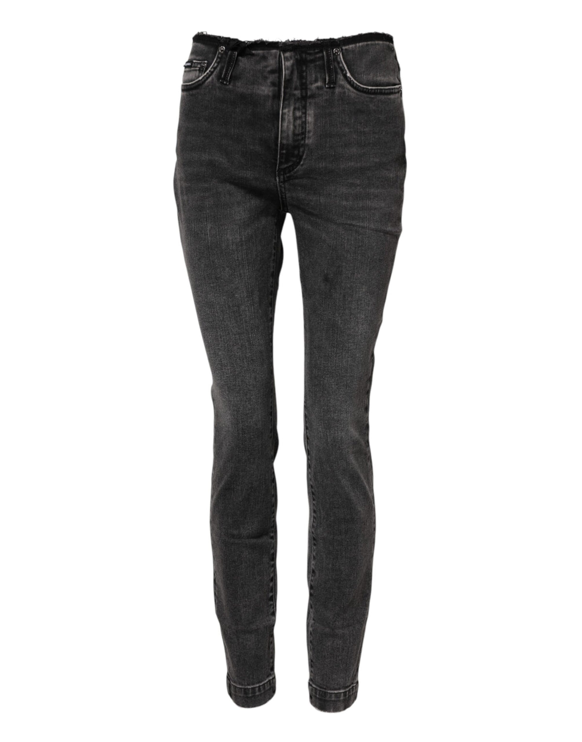 Elevate your wardrobe with Dolce & Gabbana's Gray Skinny Cotton Mid Waisted Denim Jeans, where exquisite craftsmanship meets timeless elegance for the discerning individual.