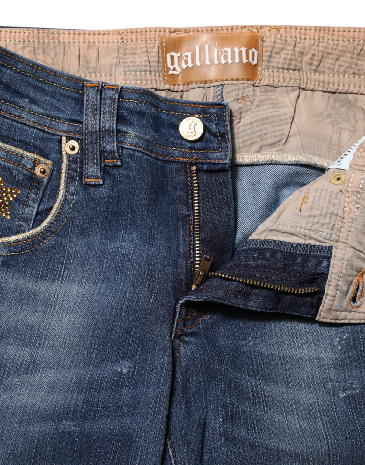 Elevate your style with John Galliano's Blue Cotton Mid Waist Wide Leg Denim Jeans, where Italian craftsmanship meets timeless elegance for the discerning individual.