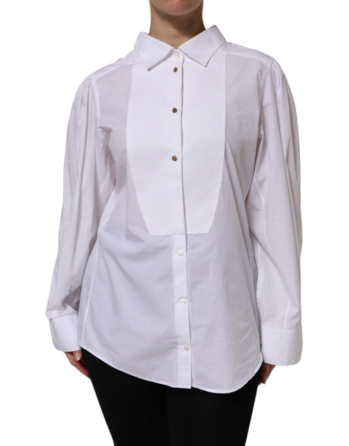 Elevate your wardrobe with the Dolce & Gabbana White Cotton Long Sleeves Formal Top Shirt, a symbol of Italian craftsmanship that embodies timeless elegance and sophistication.
