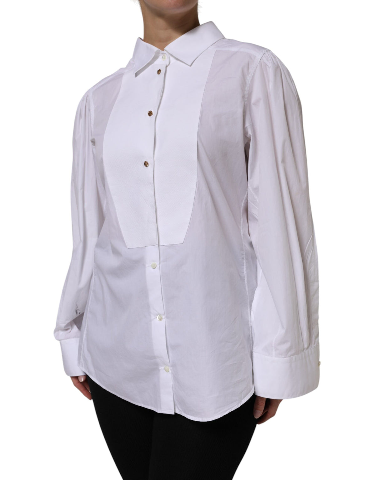 Experience the allure of Dolce & Gabbana's exquisite white cotton formal shirt, where Italian craftsmanship meets timeless elegance, perfect for the discerning individual.