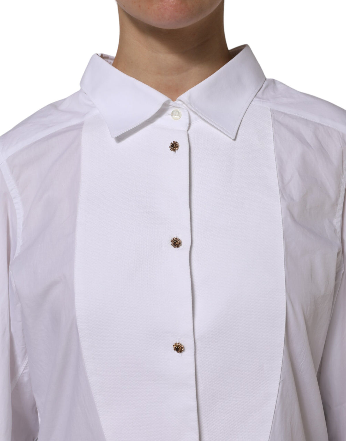 Experience the exquisite craftsmanship of Dolce & Gabbana's White Cotton Long Sleeves Formal Top Shirt, a timeless piece that embodies luxury and sophistication for the discerning individual.