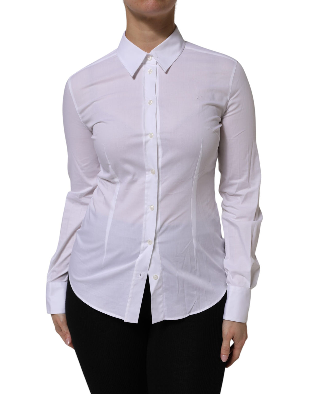 Indulge in the exquisite Dolce & Gabbana White Cotton Collared Long Sleeves Top Shirt, where refined Italian craftsmanship meets luxurious comfort, perfect for any occasion.