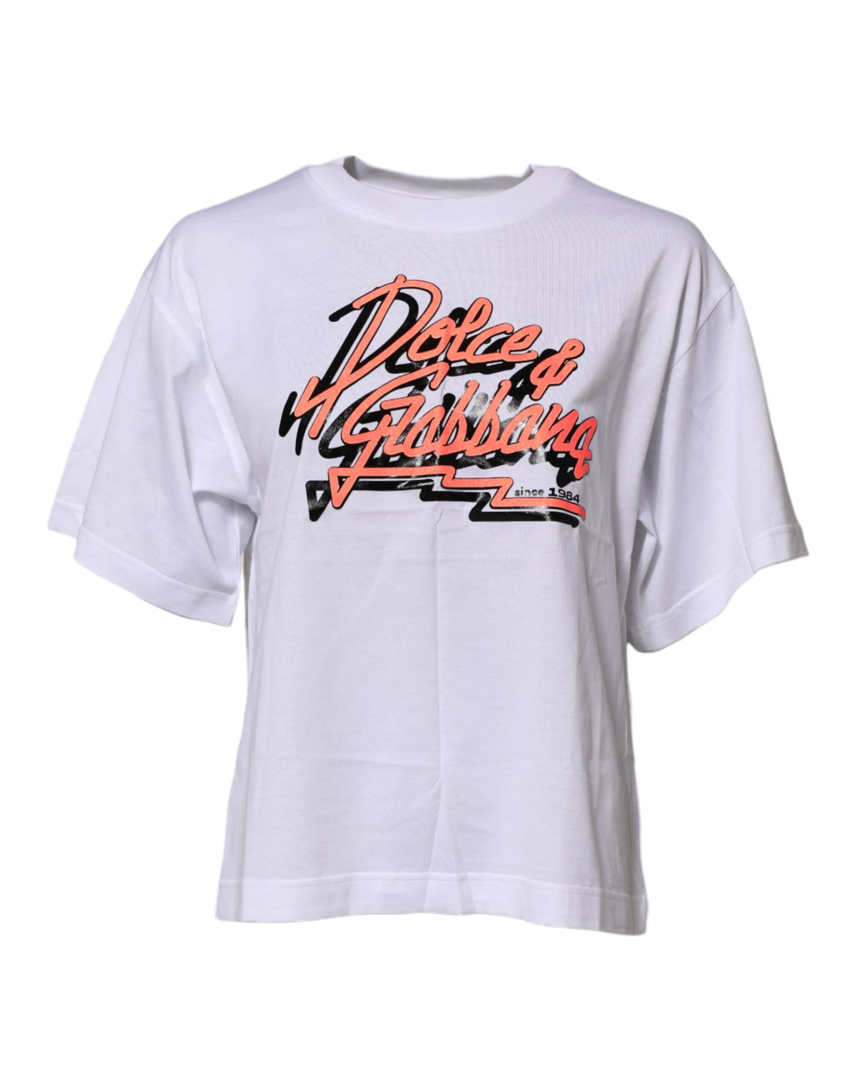 Elevate your style with the Dolce & Gabbana White Cotton Graphic Print Crew Neck T-shirt, a luxurious blend of Italian artistry and modern elegance for discerning tastes.