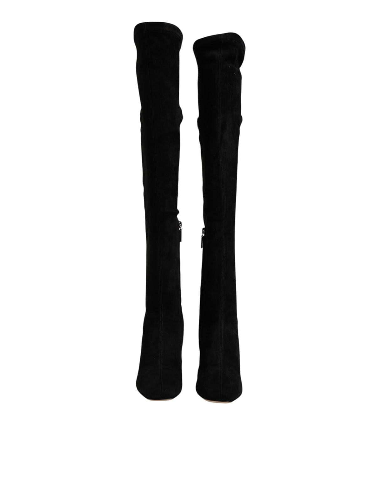 Indulge in the exquisite allure of Dolce & Gabbana's Black Suede Leather Knee High Boots, where luxurious lamb leather meets timeless elegance, redefining your style.