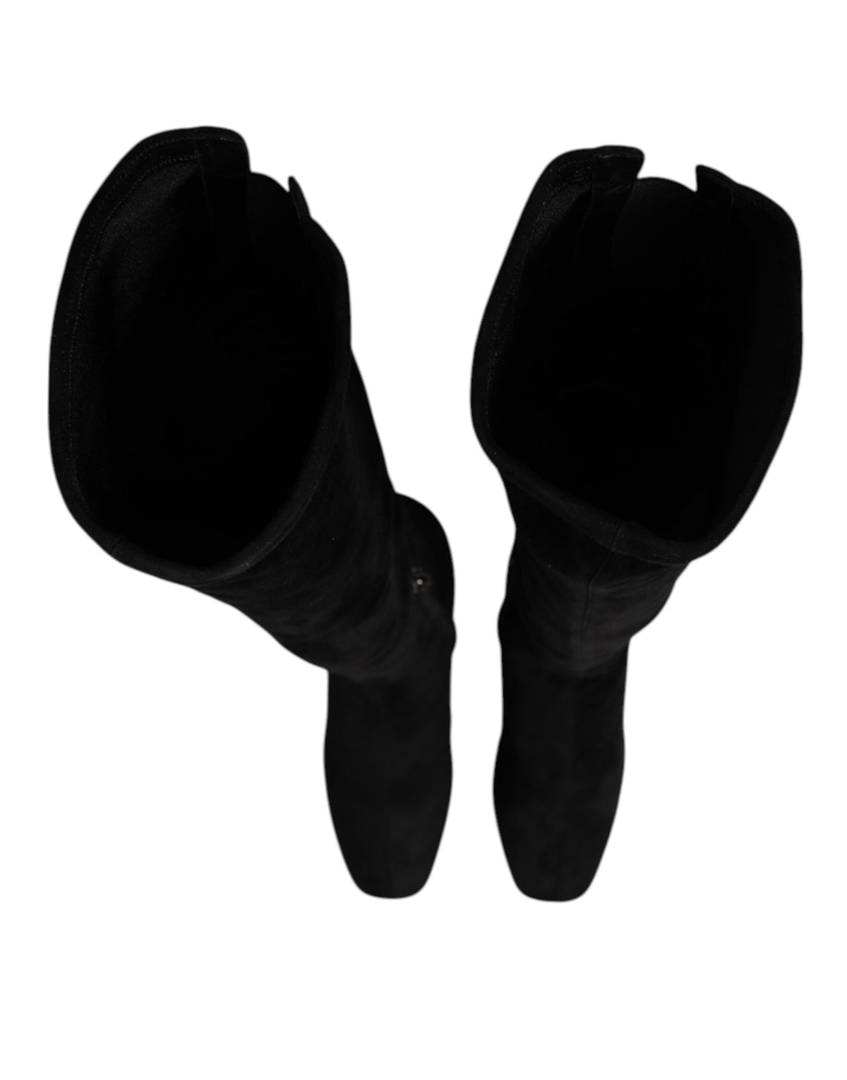 Indulge in the allure of Dolce & Gabbana's Black Suede Leather Knee High Boots, crafted from luxurious lamb leather, embodying sophistication and timeless elegance for the discerning fashionista.