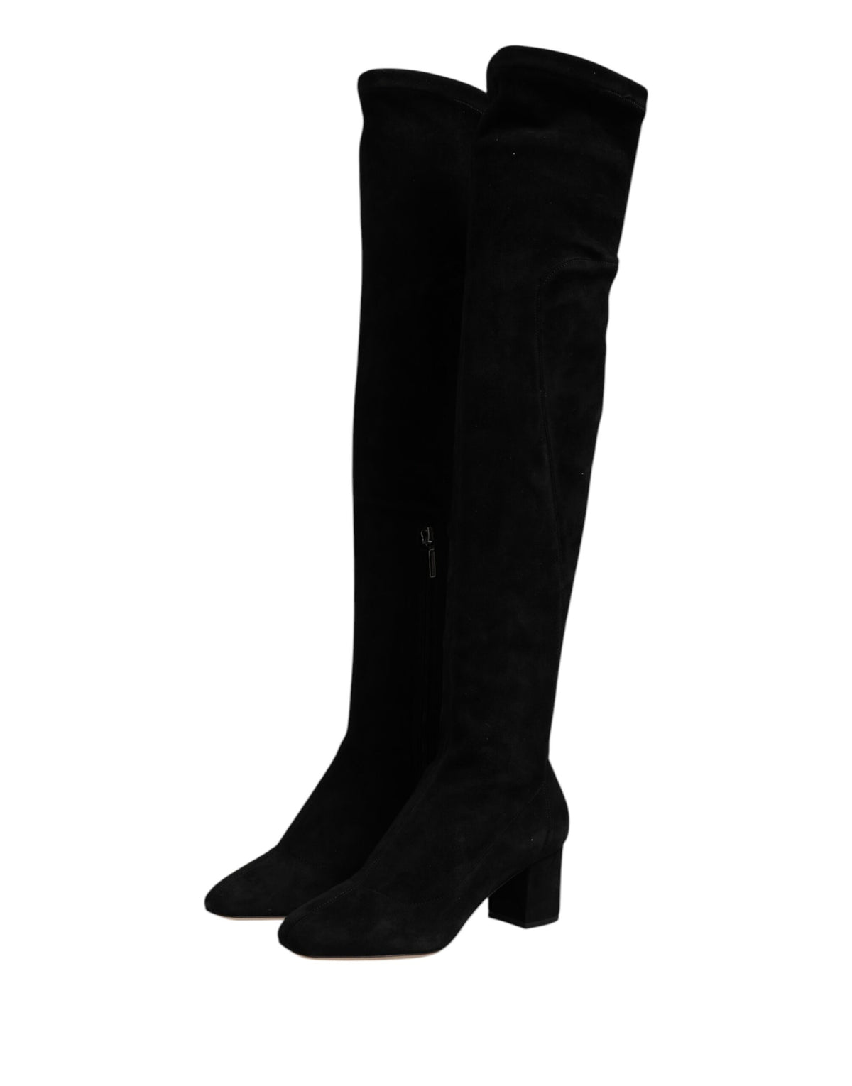 Indulge in the exquisite allure of Dolce & Gabbana's Black Suede Leather Knee High Boots, where luxurious lamb leather meets timeless elegance, perfect for the discerning fashionista.