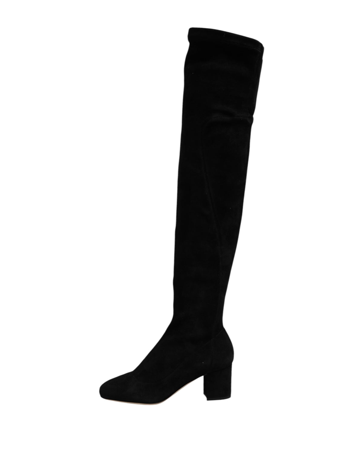 Indulge in the exquisite allure of Dolce & Gabbana's Black Suede Leather Knee High Boots, crafted from luxurious lamb leather, embodying timeless elegance and sophistication.